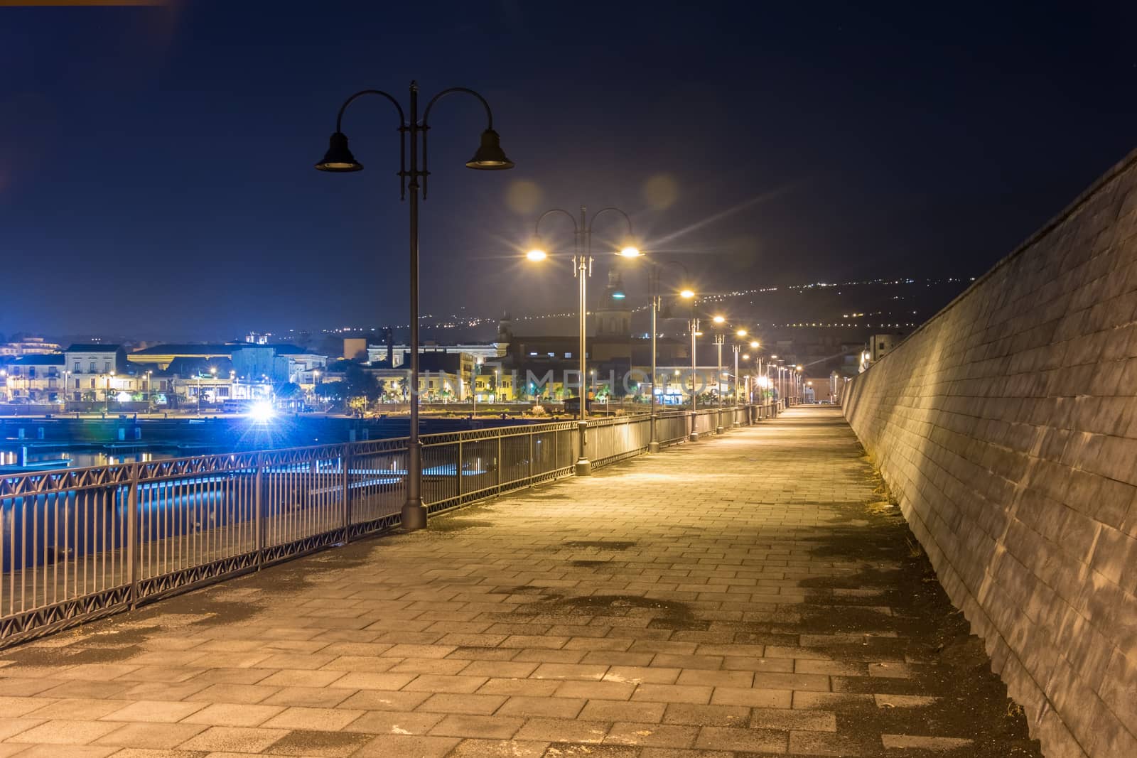 Pier of Riposto east Sicily before dawn