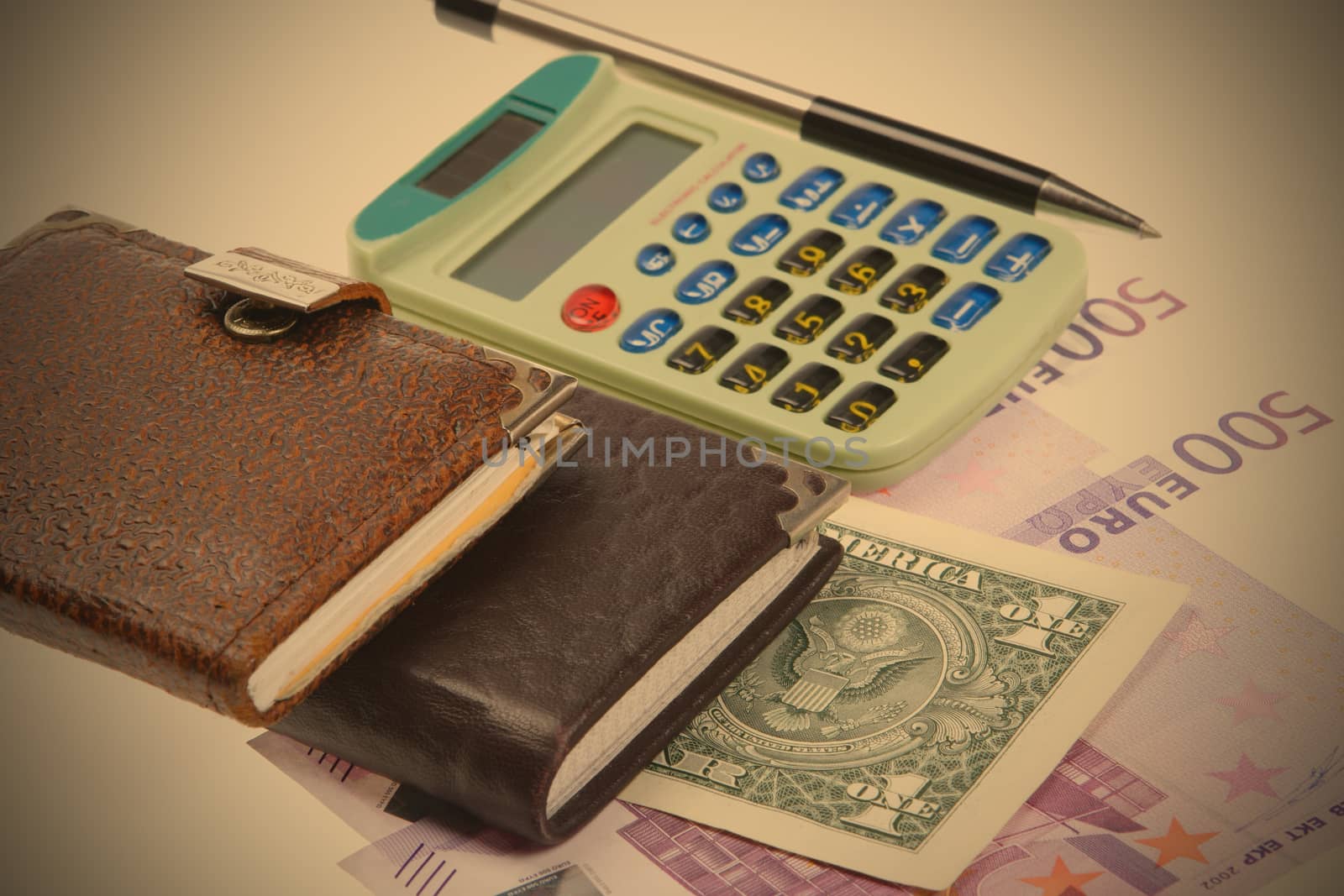 Still life with Calculator, Planning the Budget, instagram image style