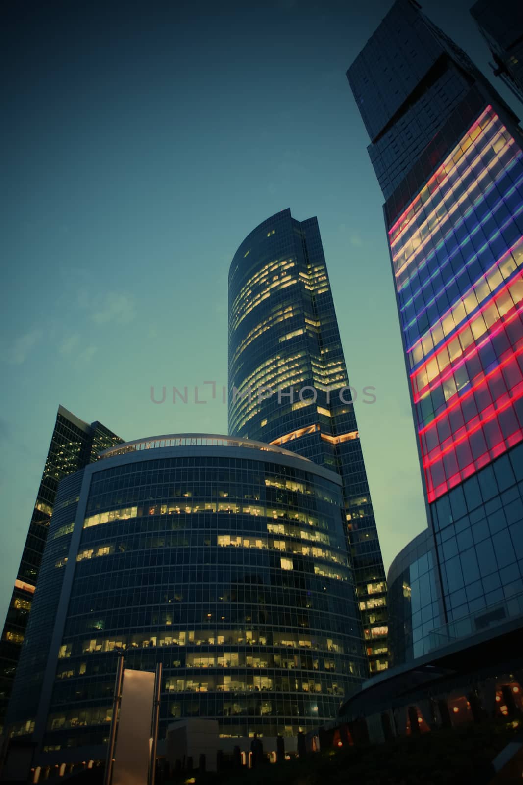 urban skyscrapers, a beautiful summer evening, instagram image style