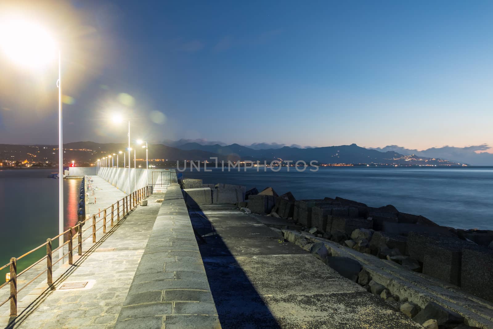 Pier of Riposto east Sicily before dawn