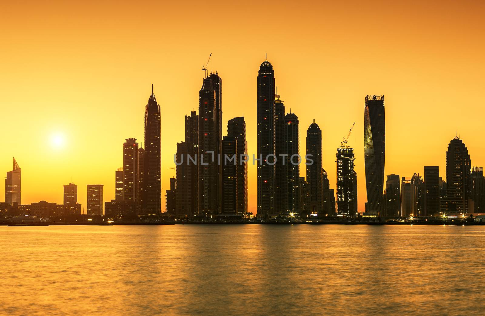 View of Dubai at sunrise, UAE