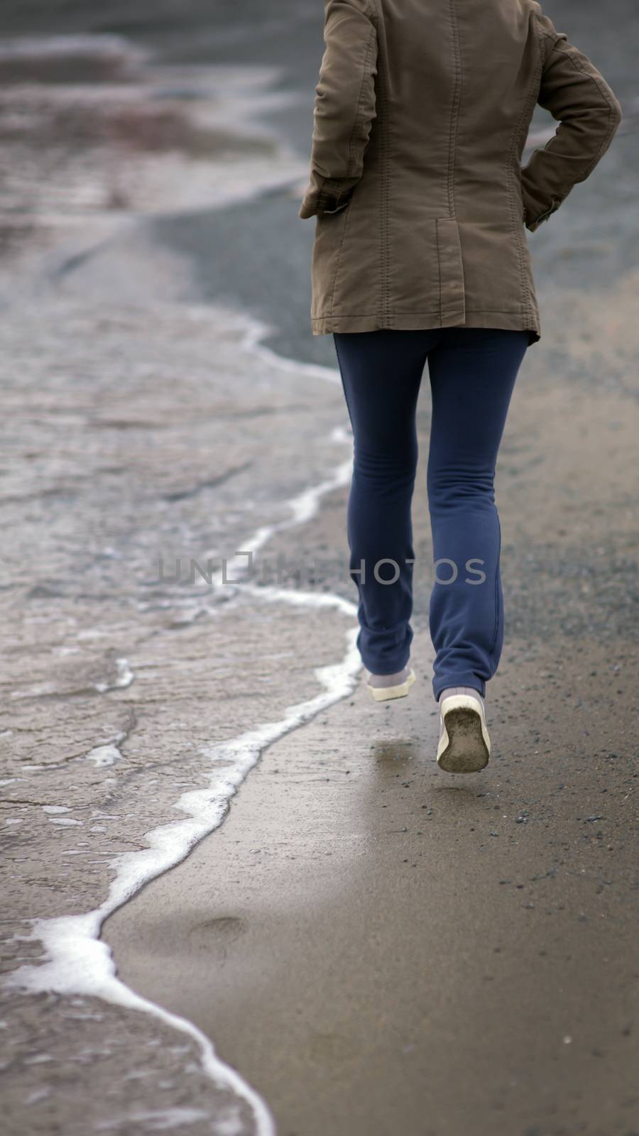 sudden decision to run on the beach