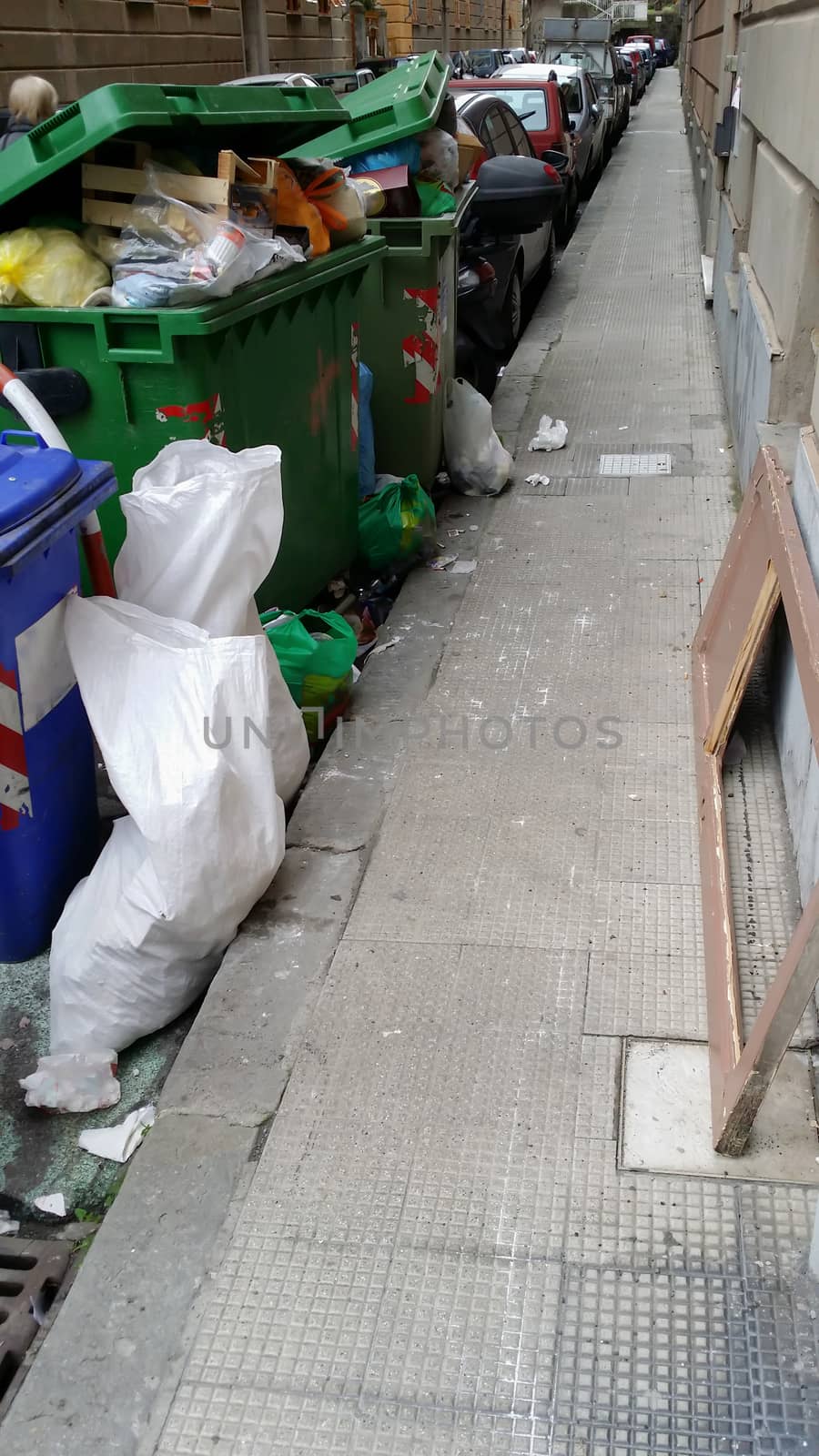 bins lined up along a city street