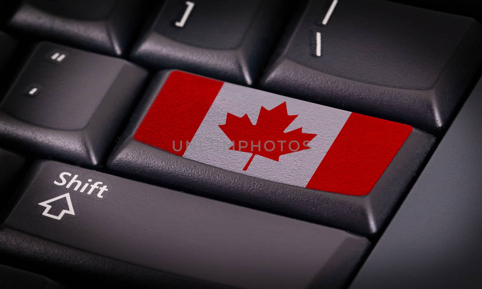 Flag on button keyboard, flag of Canada