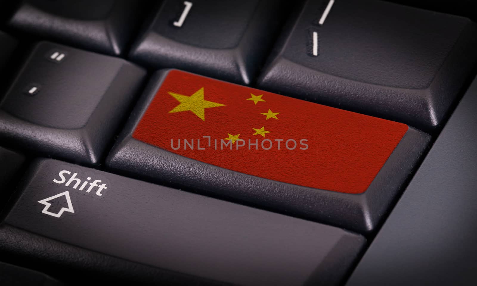 Flag on button keyboard, flag of China