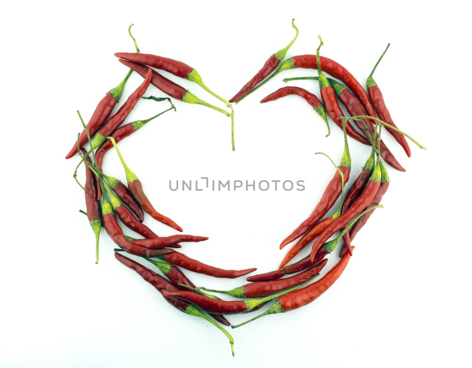 heart of chili pepper isolated on white