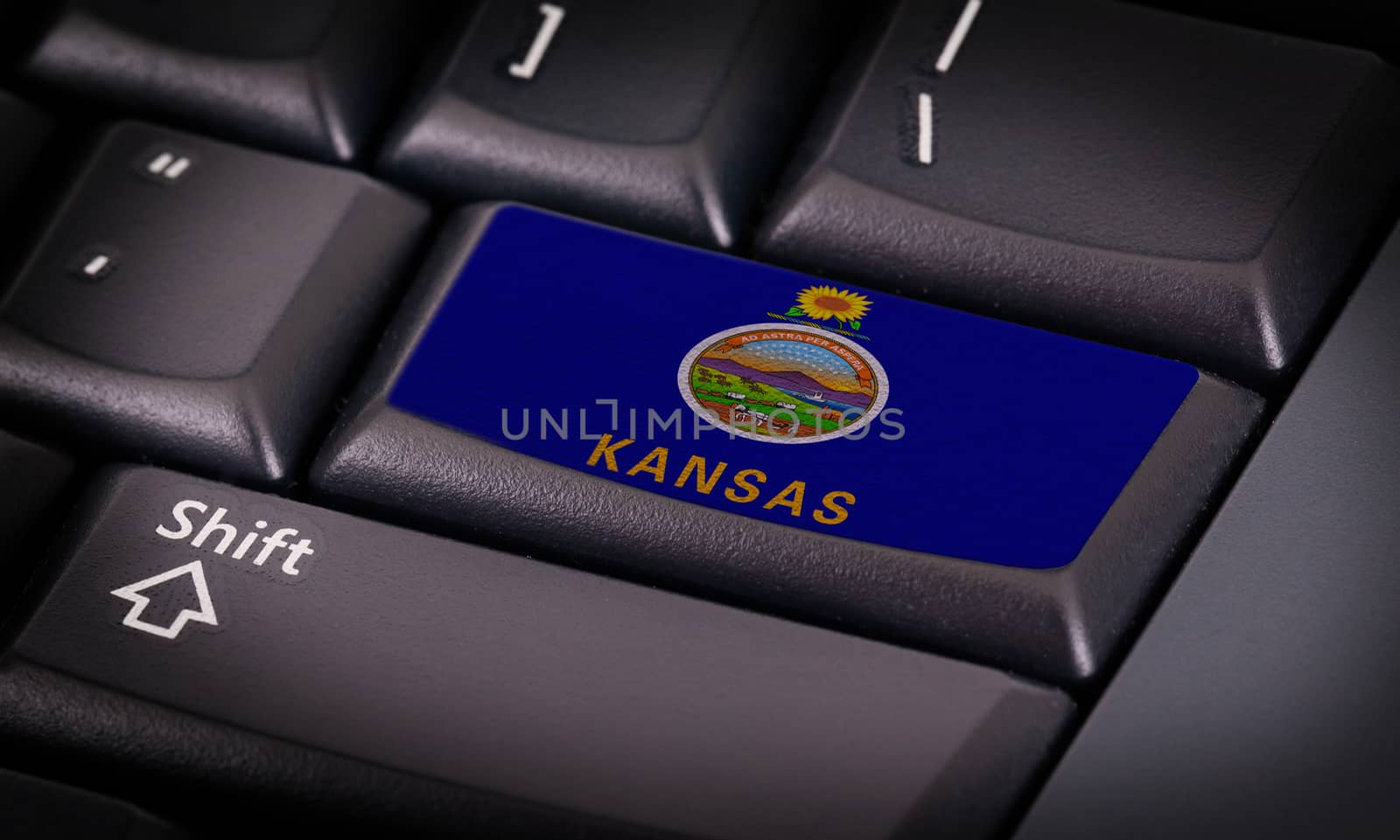 Flag on button keyboard, flag of Kansas