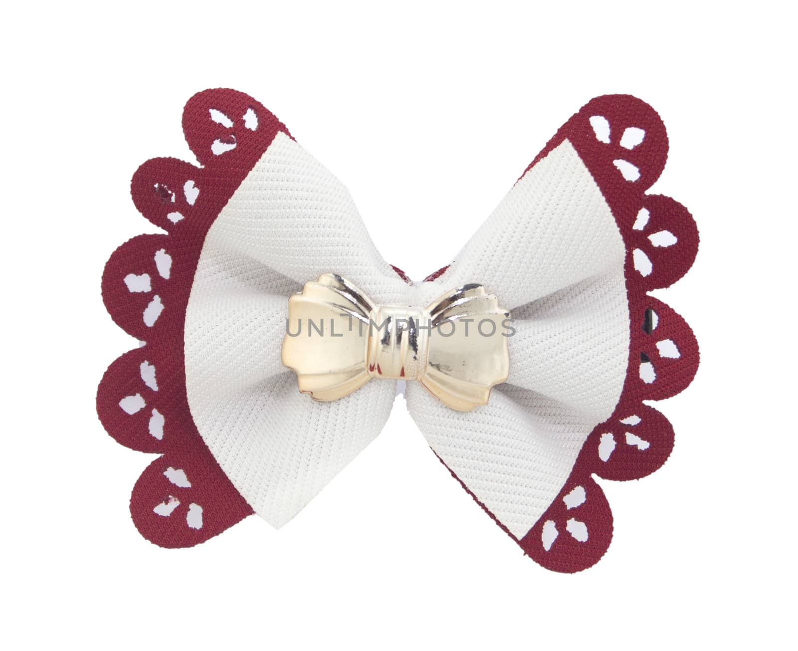 Red and white bow tie isolated on the white