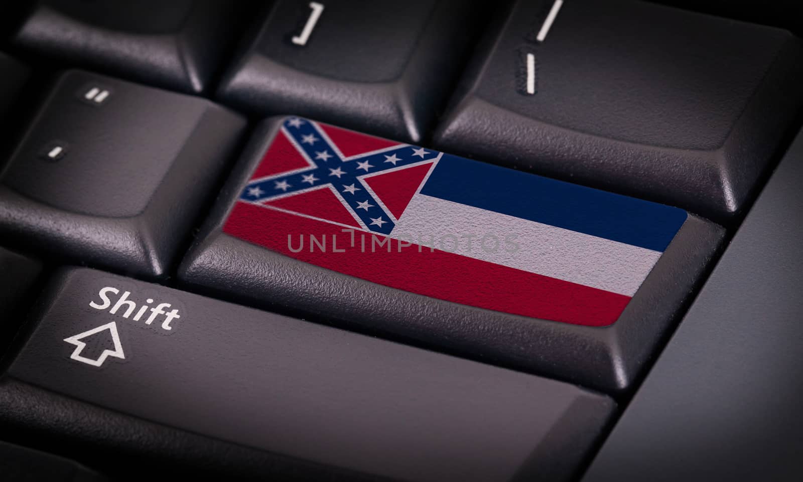 Flag on button keyboard, flag of Mississippi