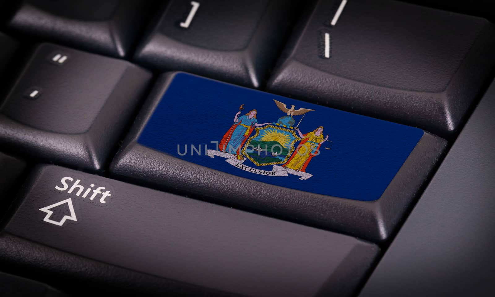 Flag on button keyboard, flag of New York