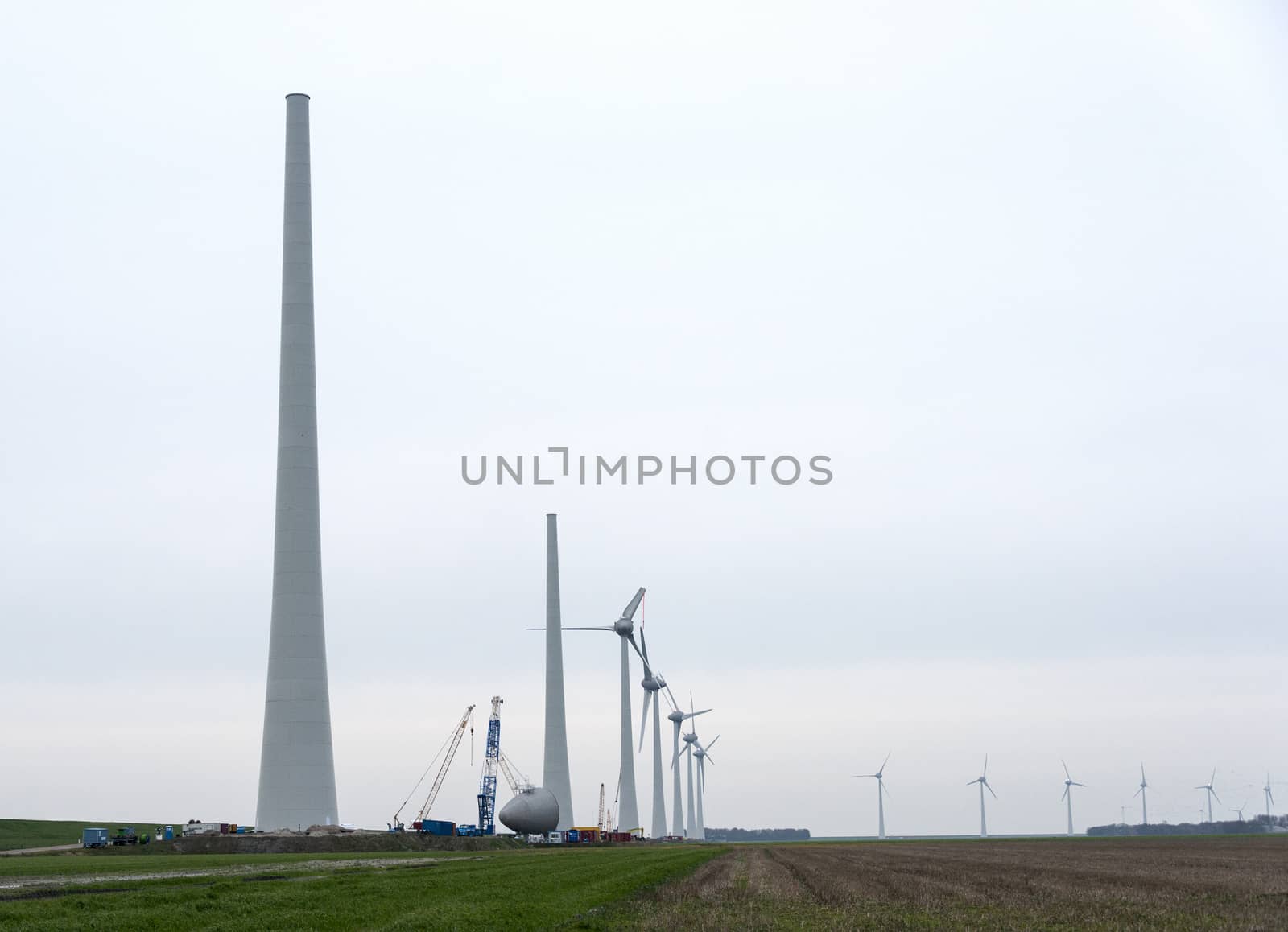 construction of new windmills in holland by compuinfoto