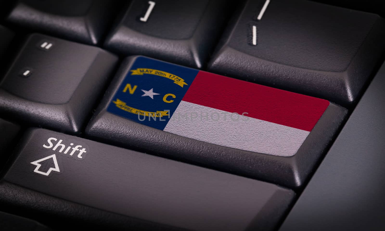 Flag on button keyboard, flag of North Carolina