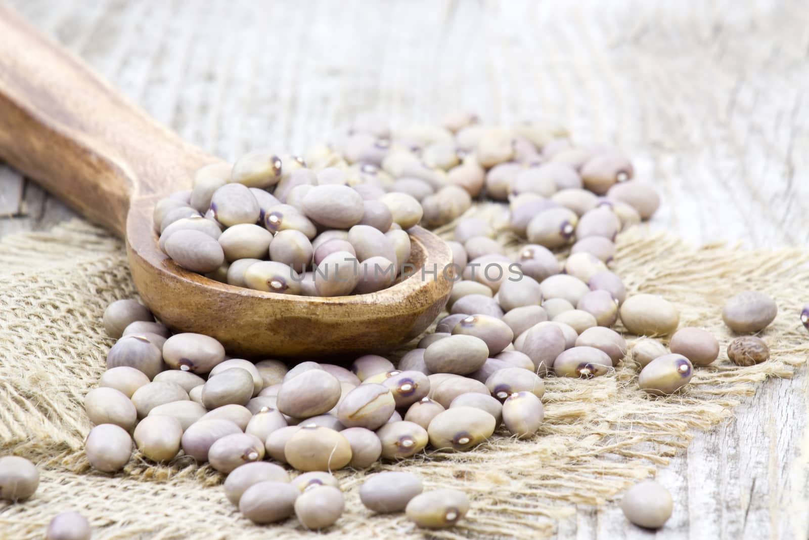 wooden spoon with pink beans