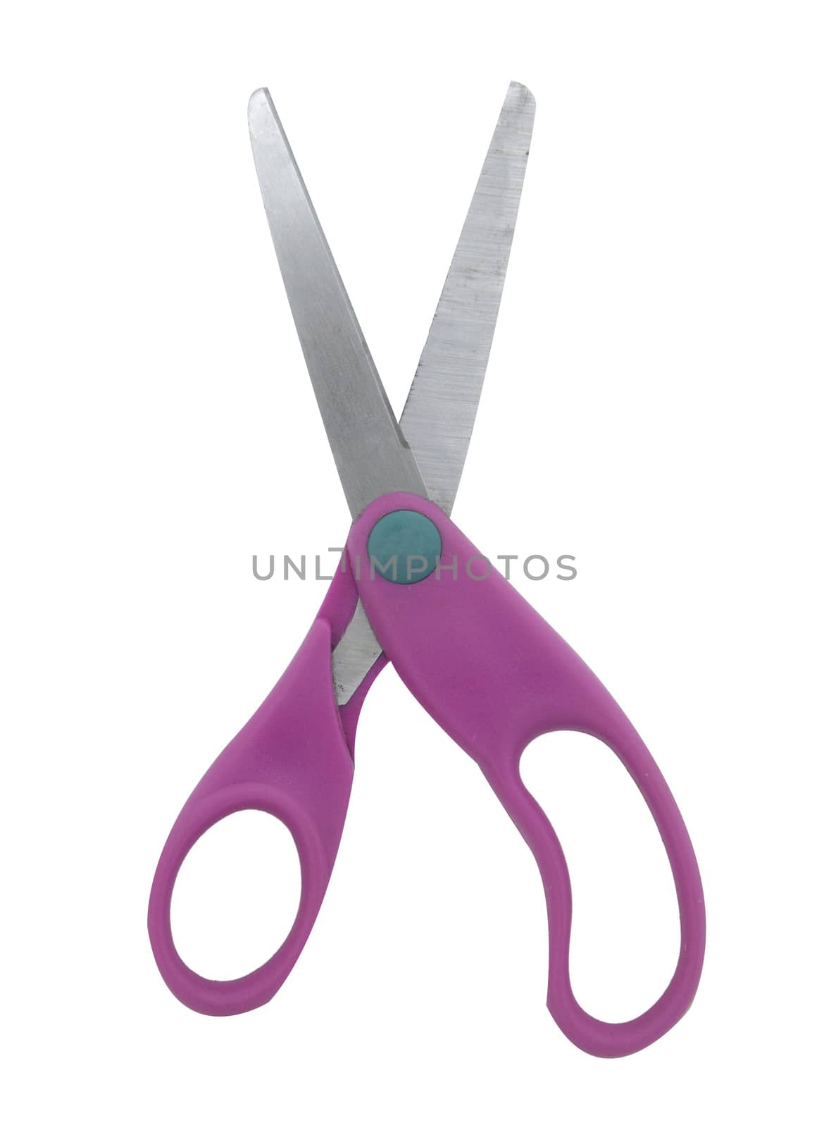 Pink scissors, open and closed on a white background.