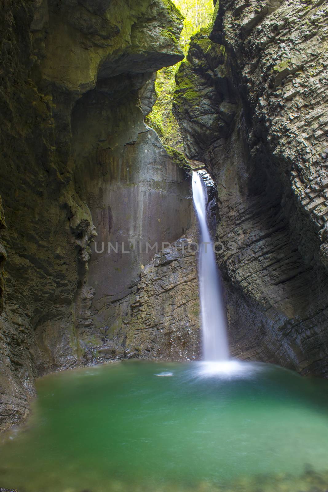 Kozjak waterfall (Slap Kozjak) in Kobarid, Julian Alps in Slovenia