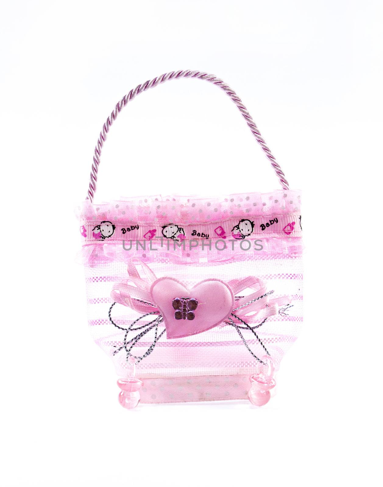 baby girl souvenir, Small pink plastic bag for candy.