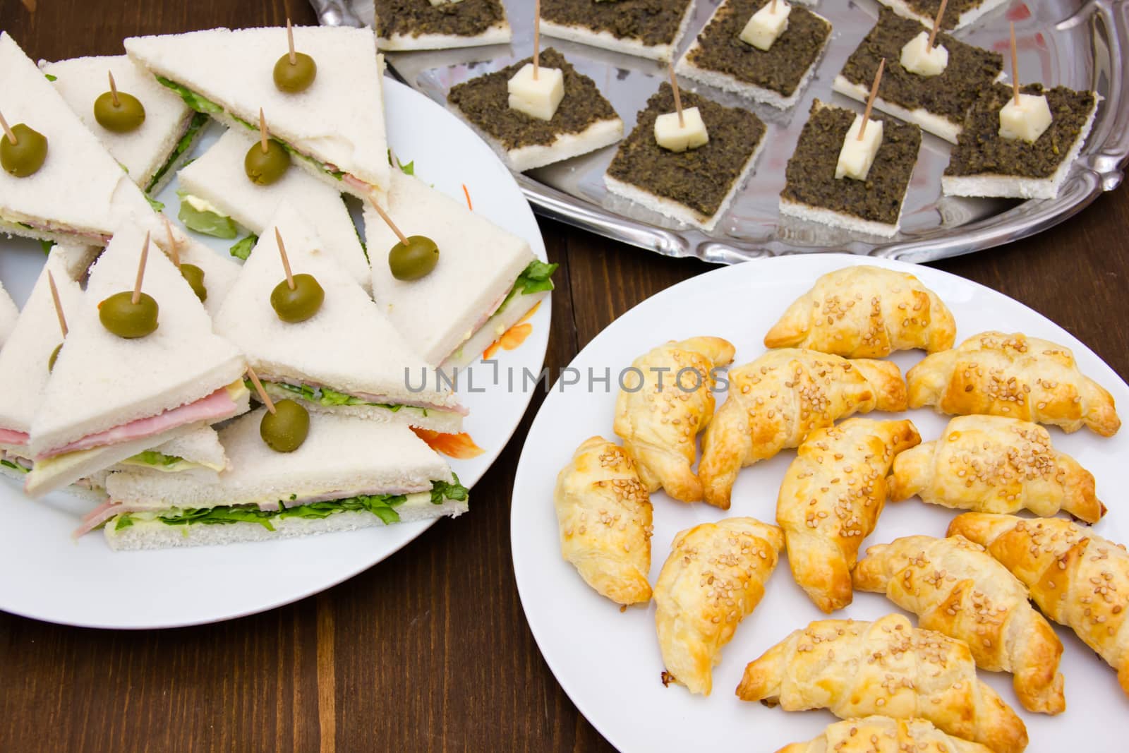 Croissants and other appetizers seen from above