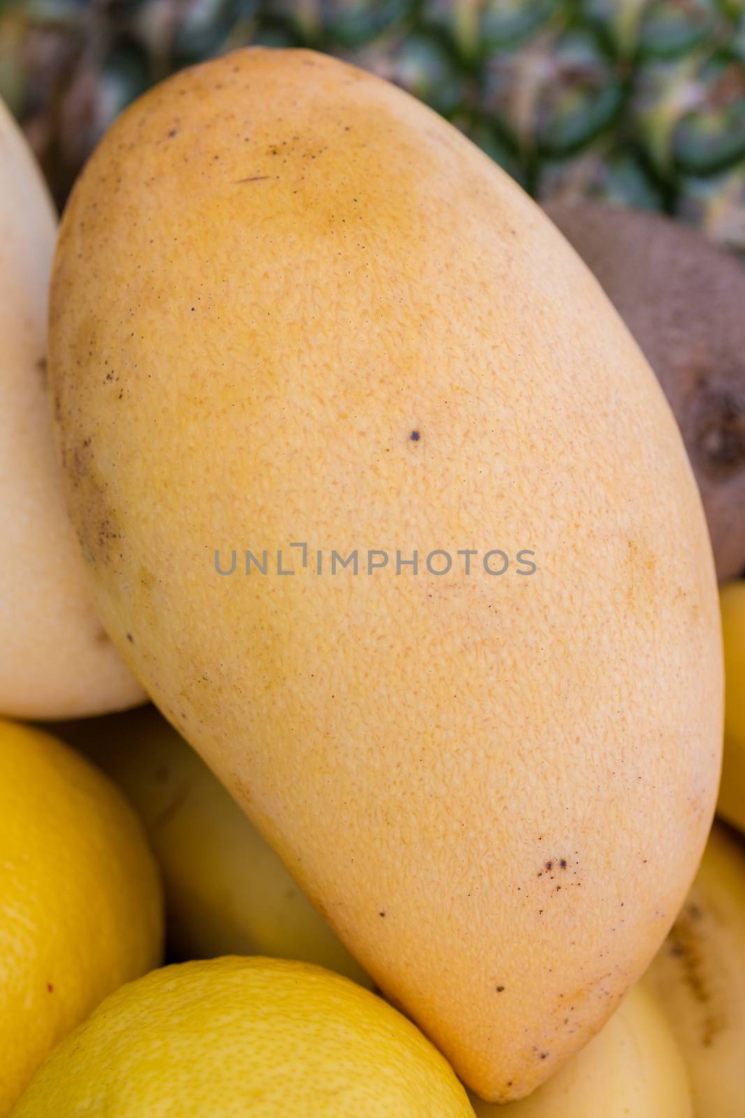 Mango Fruit Shows Vegetarian Yellow And Ripe by stuartmiles