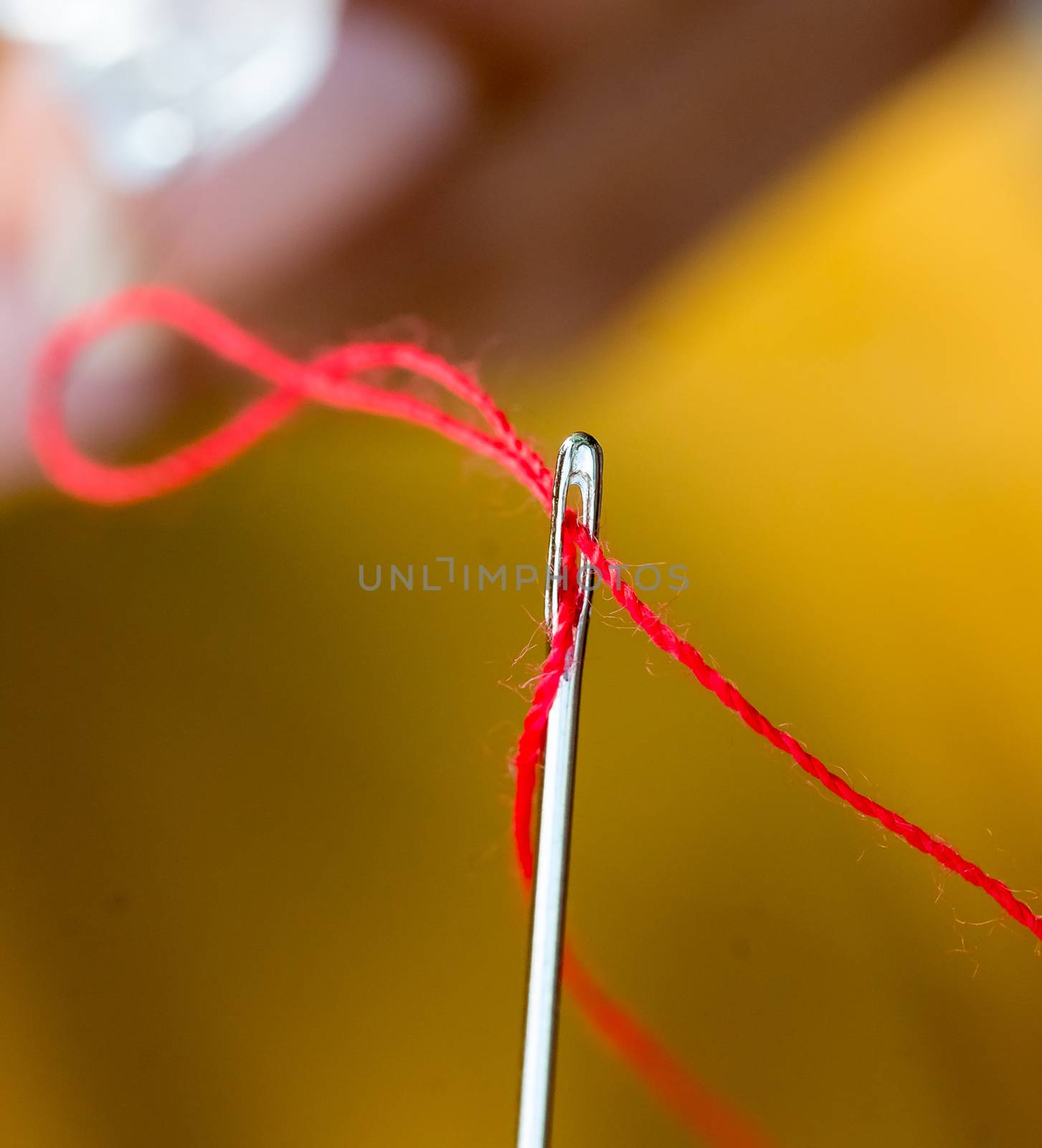 Threading Needle Indicating Sewing Tailor And Stitchwork