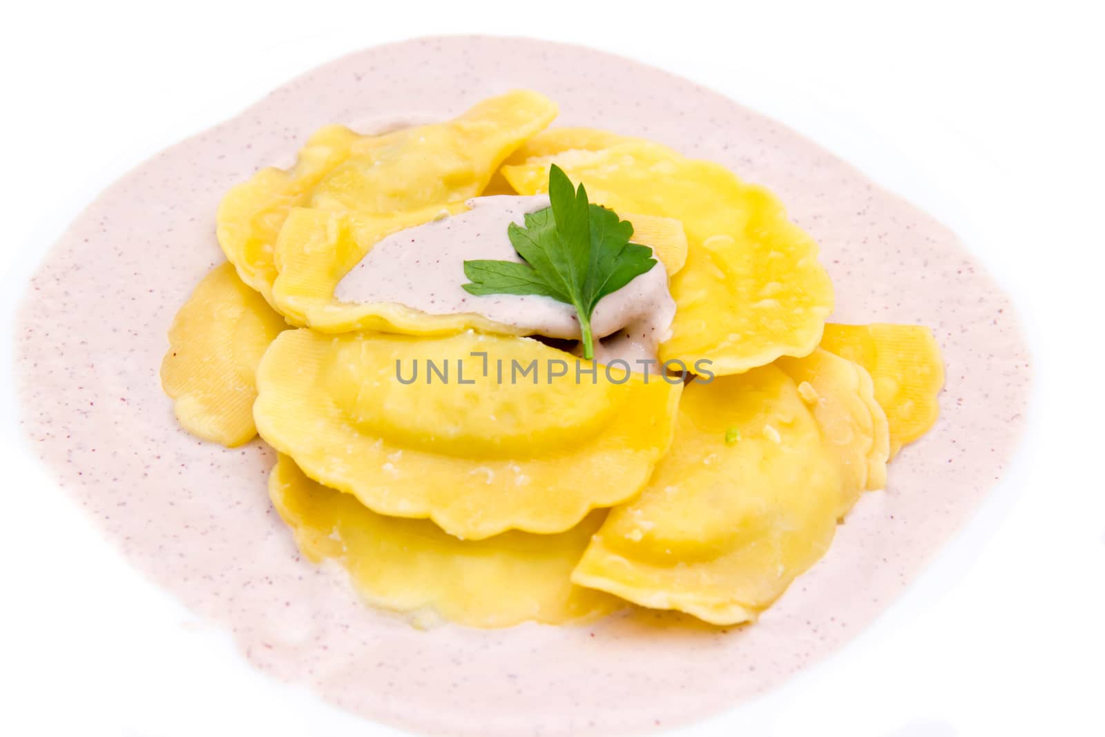 Ravioli with sauce radicchio closely by spafra