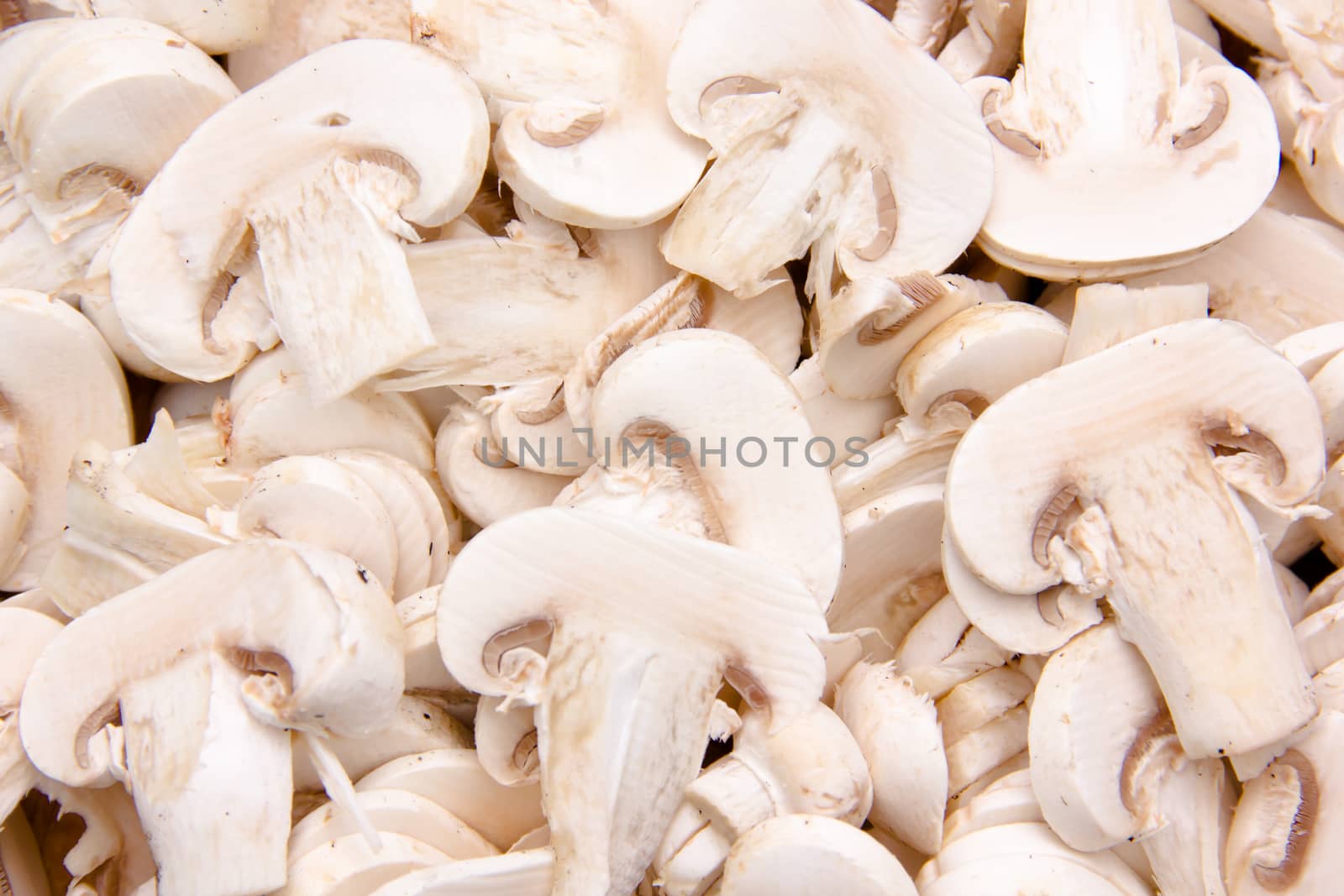 Sliced mushrooms seen up close by spafra