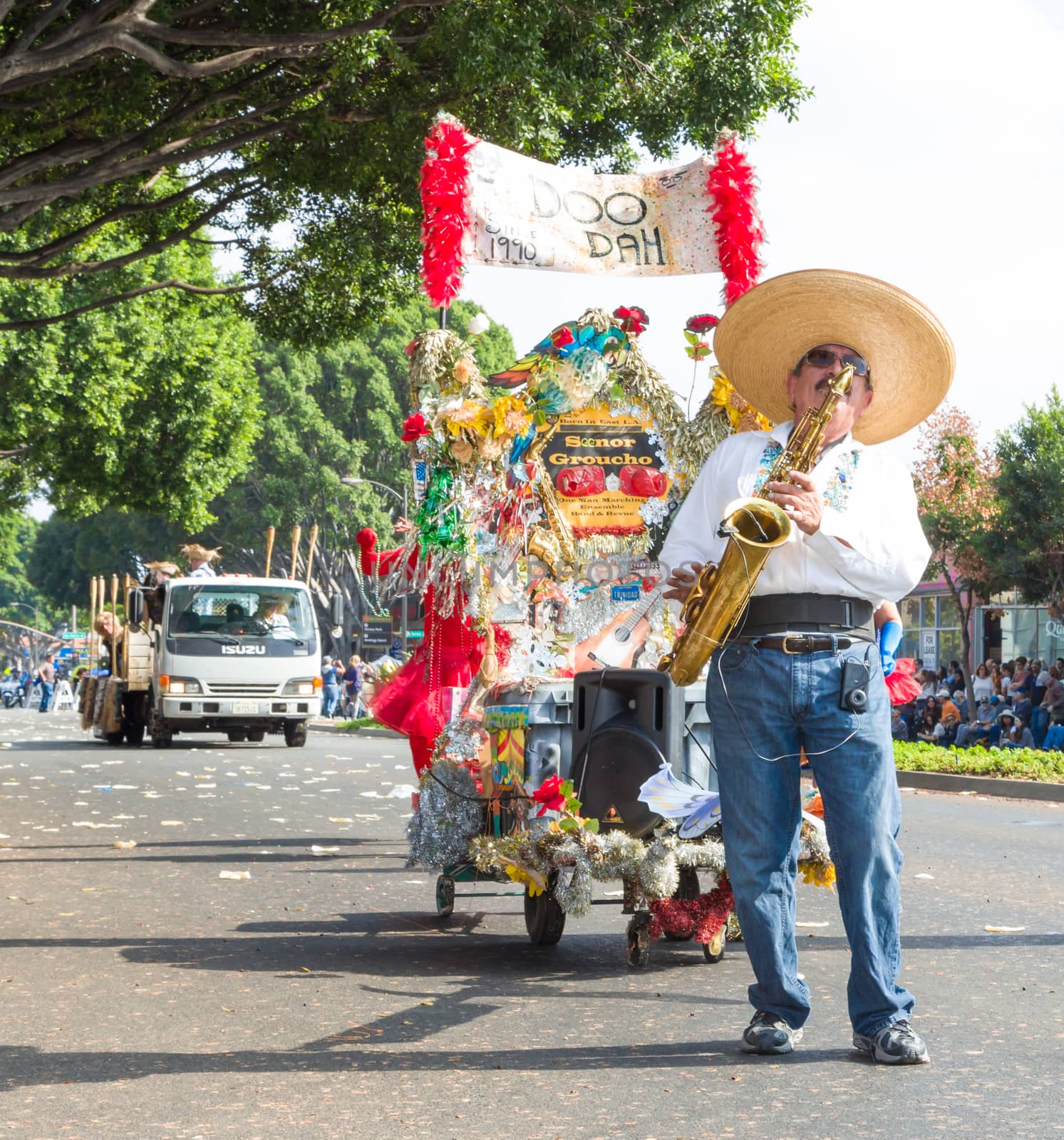 PASADENA, CA/USA - NOVEMBER 15, 2014: Unidentified participants and merry-goers at the 37th annual Pasadena Doo Dah Parade. The Doo Dah Parade is a satirical parody of the Tournament of Roses parade.