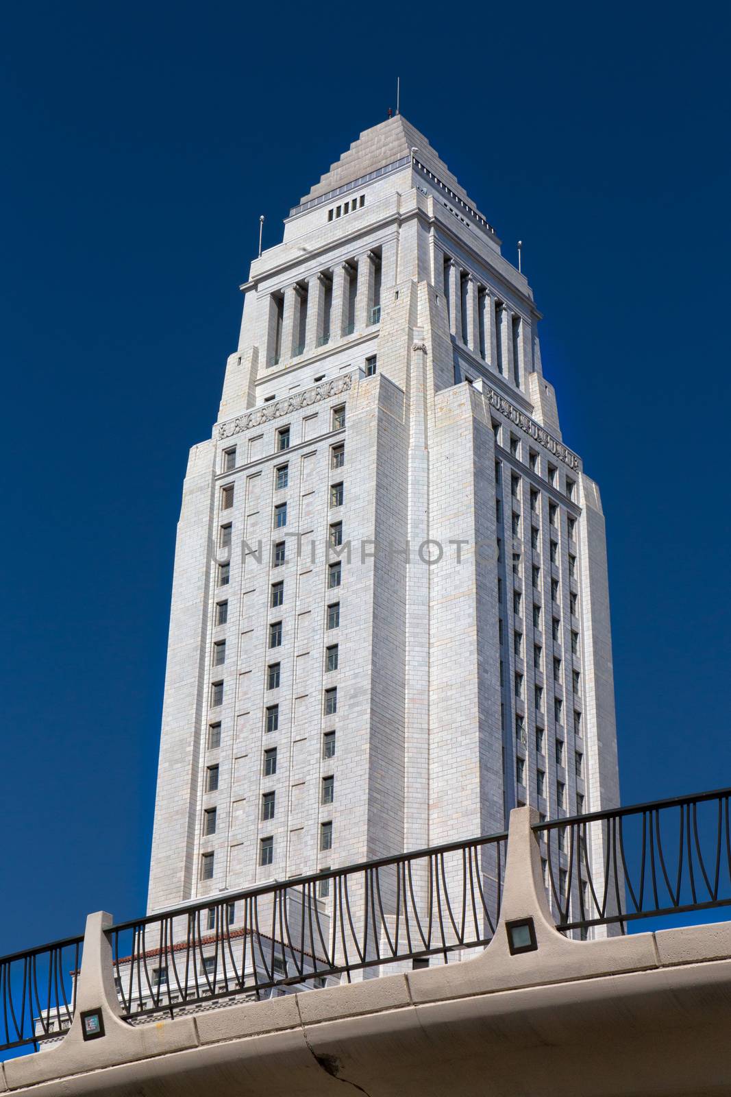LOS ANGELES, CA/USA - SEPTEMBER 30, 2014: Los Angeles City Hall. Los Angeles City Hall houses the mayor's office and the meeting chambers and offices of the Los Angeles City Council.