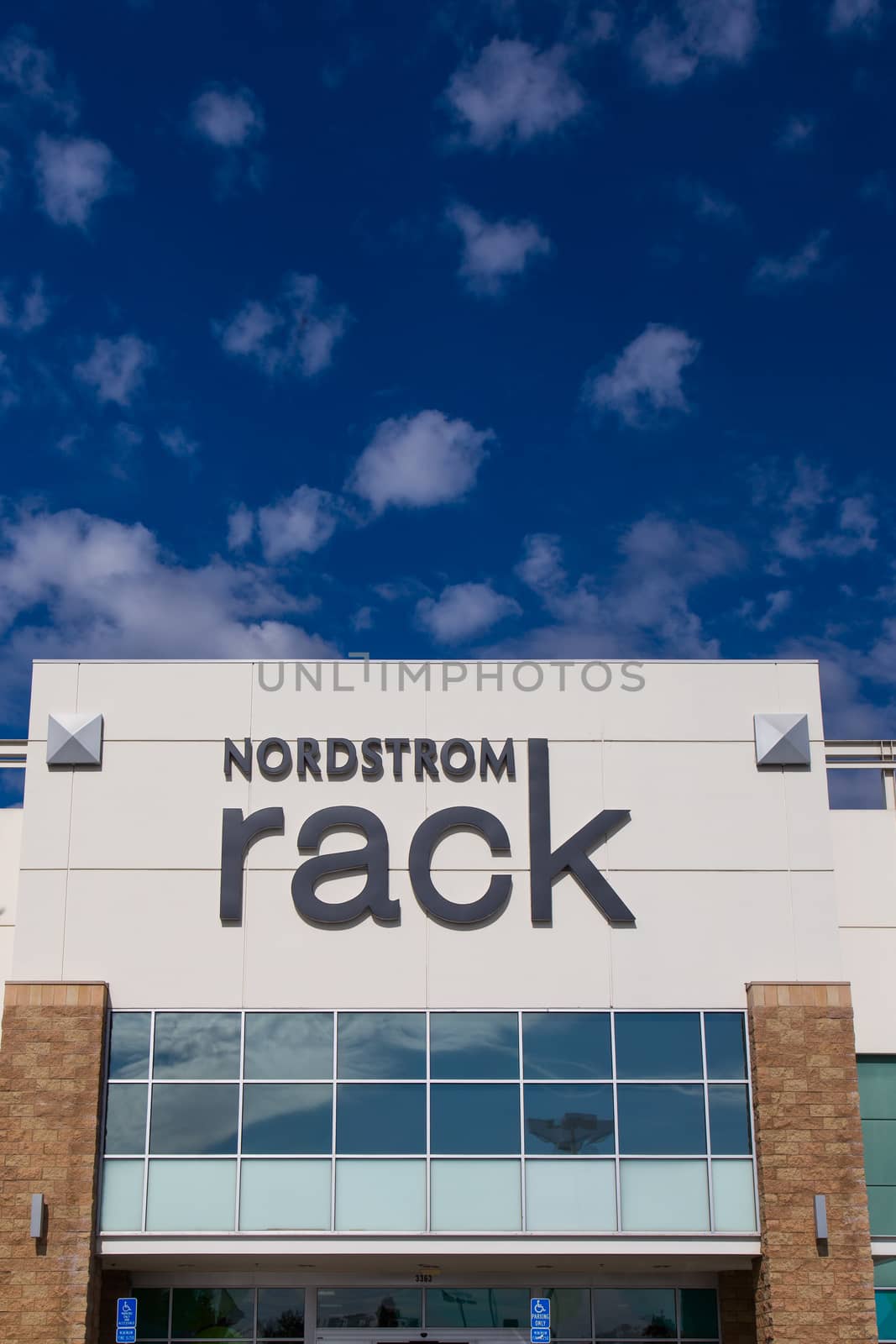 PASADENA, CA/USA - OCTOBER 25, 2014:  Nordstrom Rack retail store exterior. Nordstrom, Inc. is an American upscale fashion retailer.
