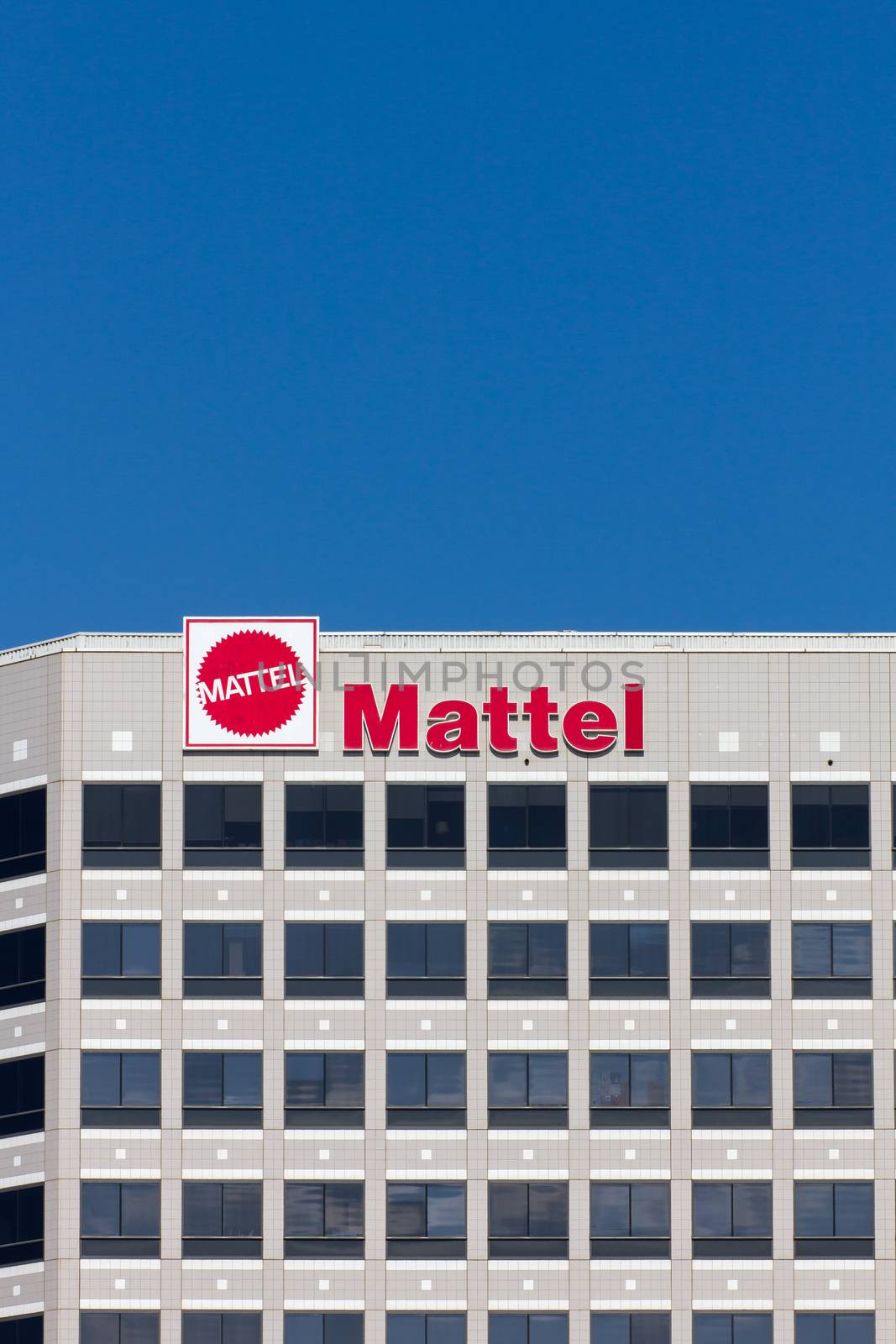 EL SEGUNDO, CA/USA - OCTOBER 13, 2014: Mattel world corporate headquarters building. Mattel, Inc. an American toy manufacturing company founded in 1945.