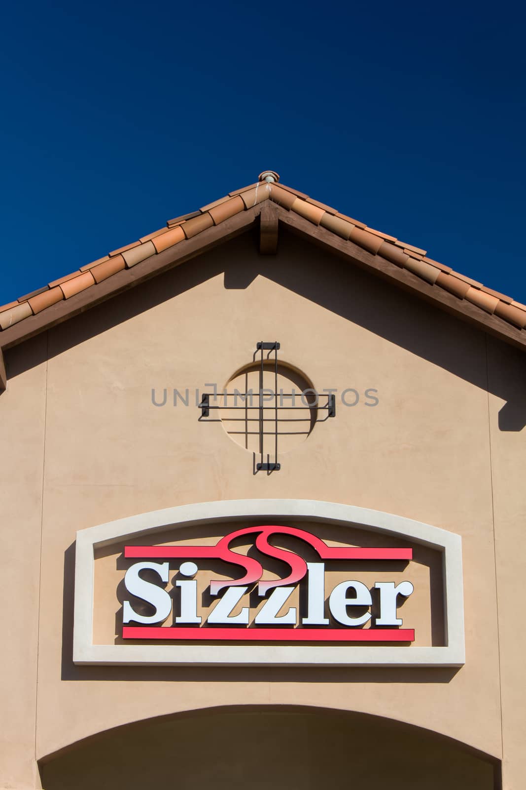 SANTA CLARITA, CA/USA - OCTOBER 1, 2014: Sizzler Restaurant exterior. Sizzler is a United States-based restaurant chain with headquarters in Mission Viejo, California.