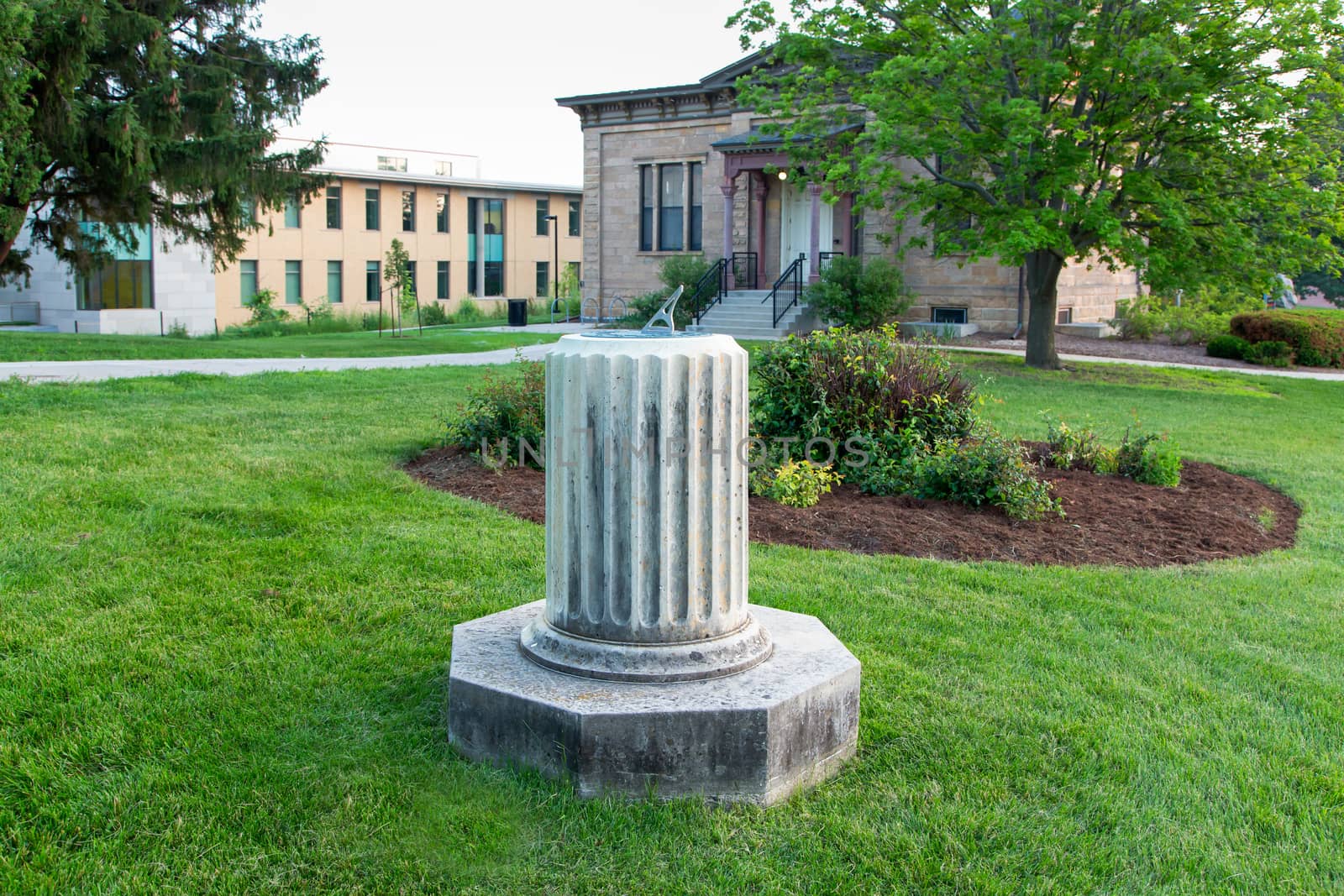 MADISON, WI/USA - JUNE 25, 2014: Sun Dial on Washburn Observatory Hill on the campus of the University of Wisconsin. The University of Wisconsin is Big Ten university in the United States .