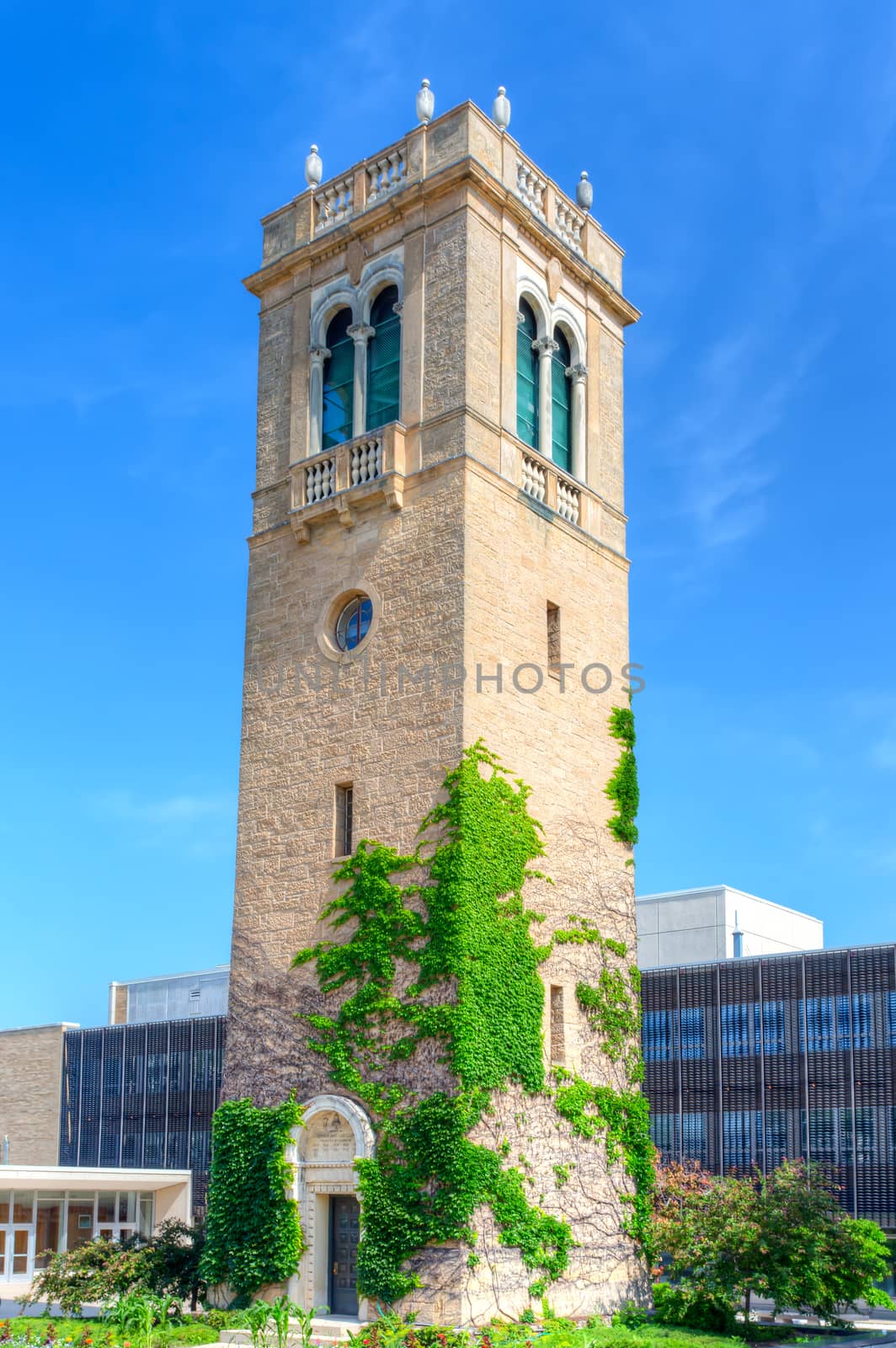 MADISON, WI/USA - JUNE 26, 2014: Carillon Tower on the campus of the University of Wisconsin-Madison. The University of Wisconsin is a Big Ten University in the United States.