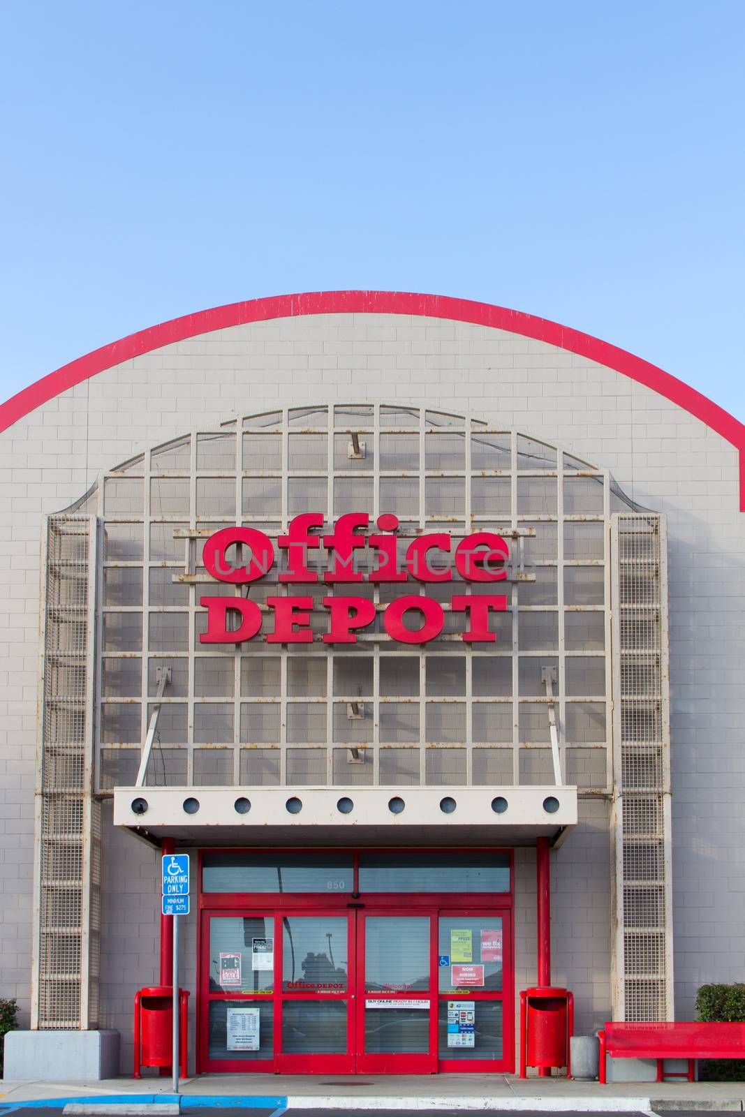 SAND CITY, CA/USA - APRIL 23, 2014: Office Depot store exterior. Office Depot, Inc. is a leading global provider of office related products and services.