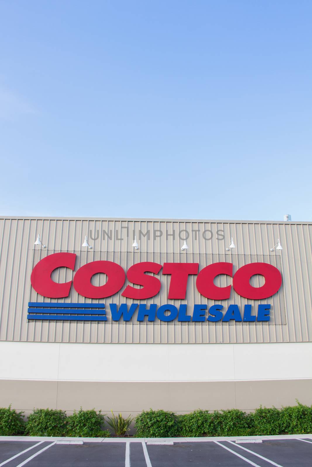 SAND CITY, CA/USA - APRIL 23, 2014: Costco Wholesale store exterior. Costco Wholesale Corporation is a membership-only store and  second largest retailer in the United States.