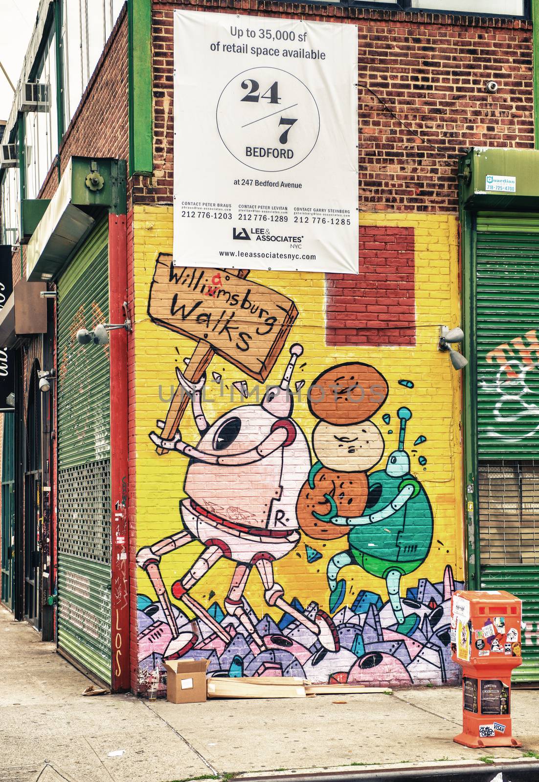BROOKLYN - JUNE 15, 2013: Art on buildings wall. Brooklyn is fam by jovannig