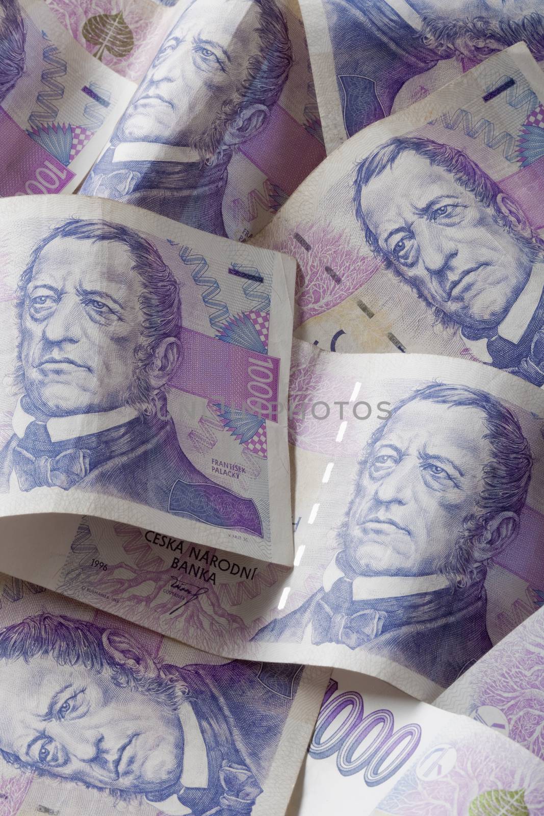 pile of czech one thousand krona banknotes