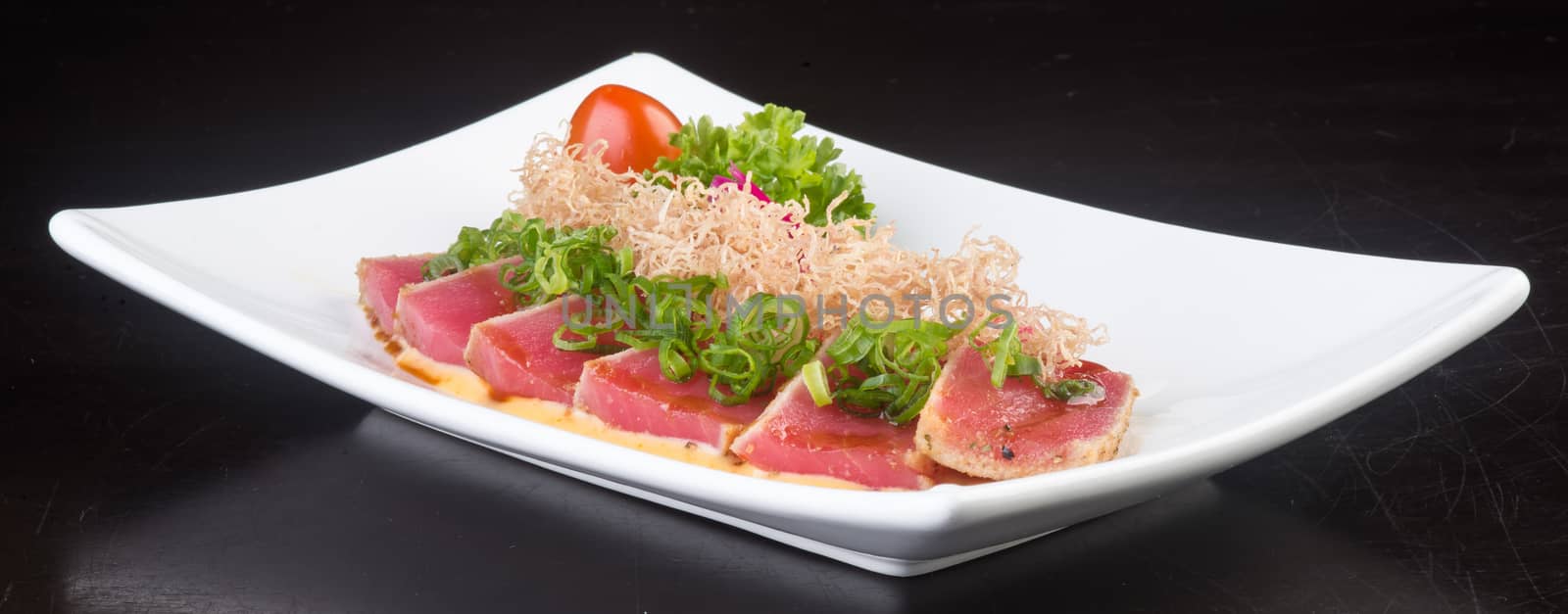japanese cuisine. sashimi on the background by heinteh