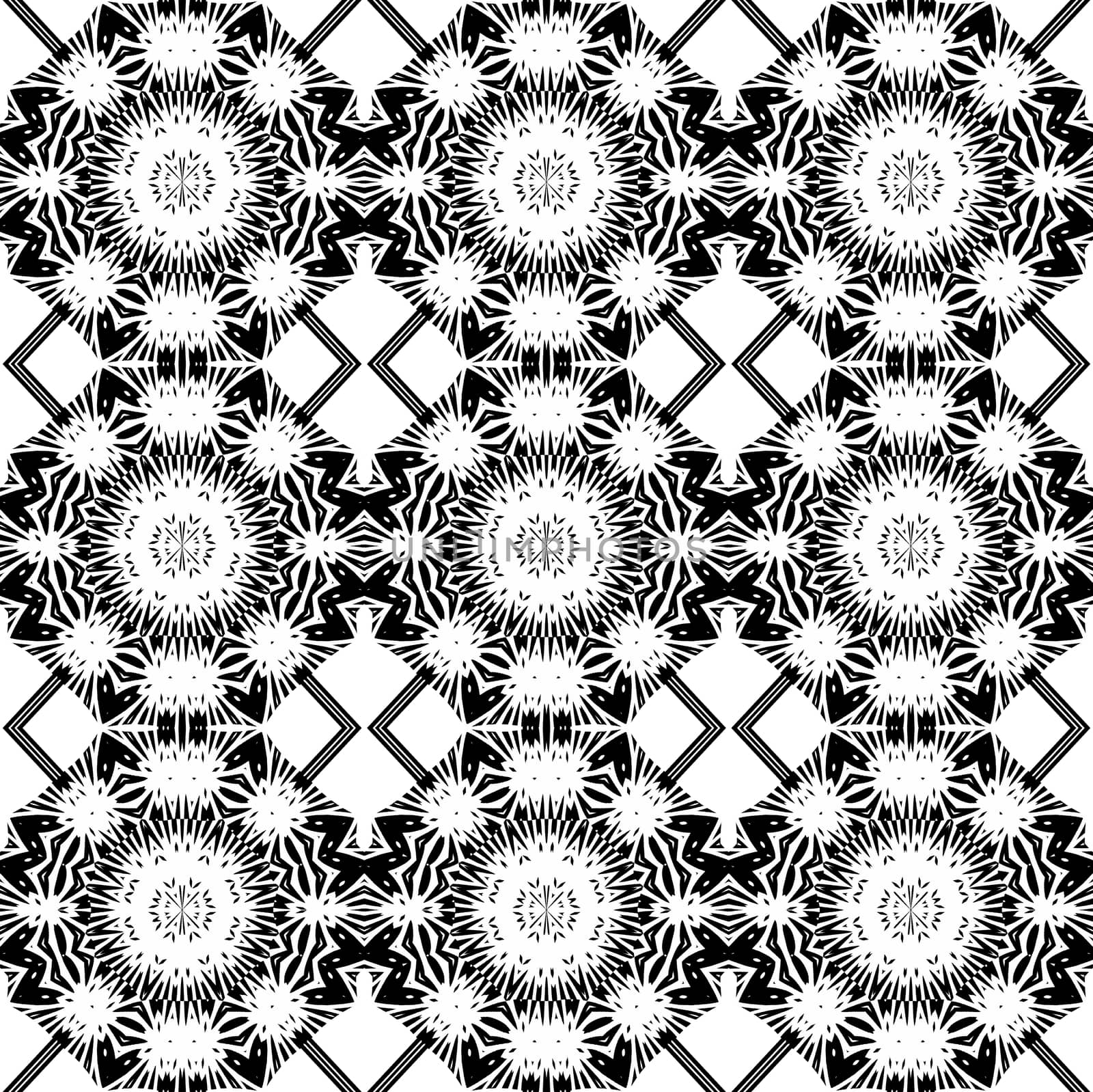 Digital computer graphic  seamless decorative ornament in a black - white colors for design.