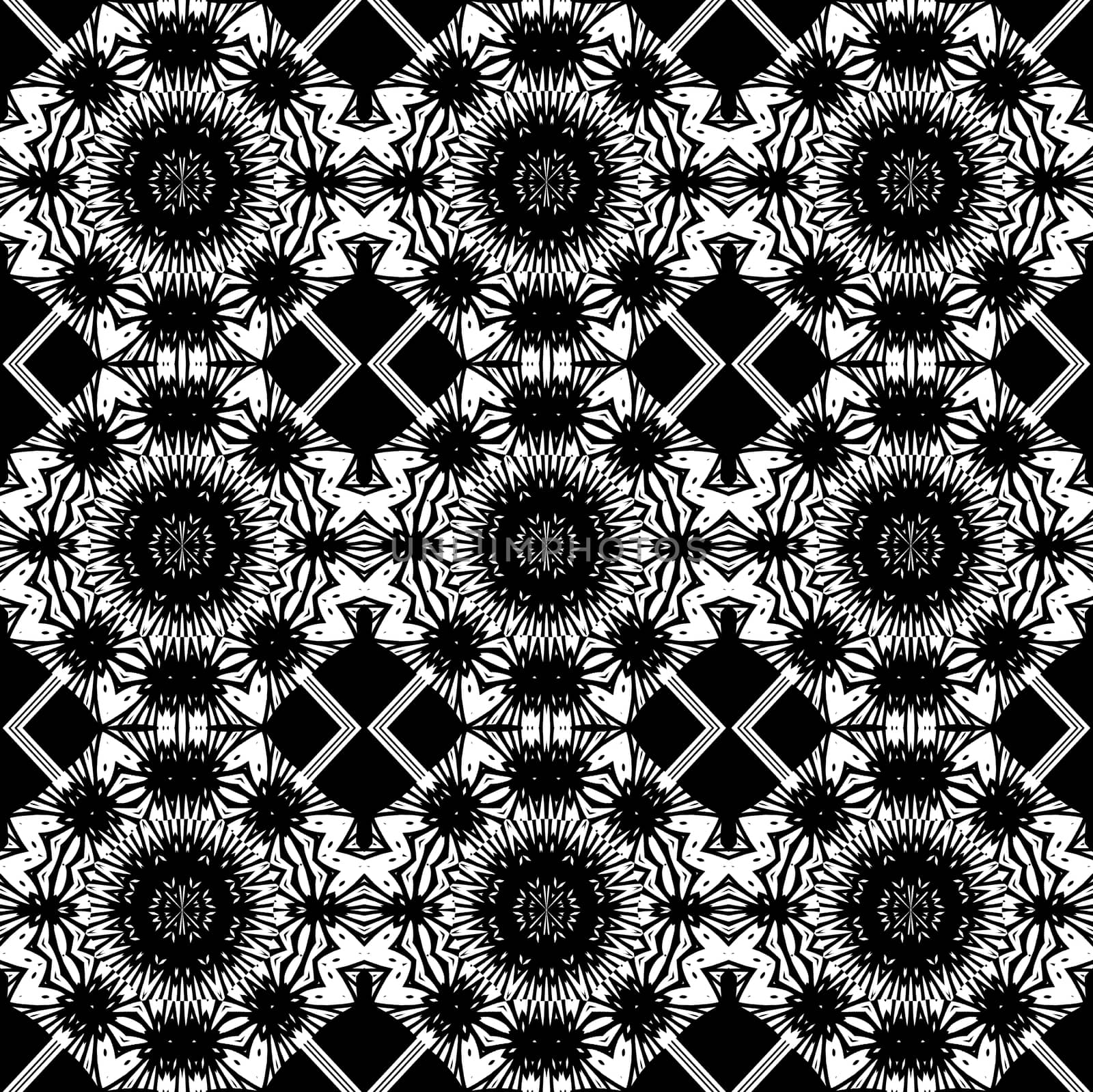 Digital computer graphic  seamless decorative ornament in a black - white colors for design.
