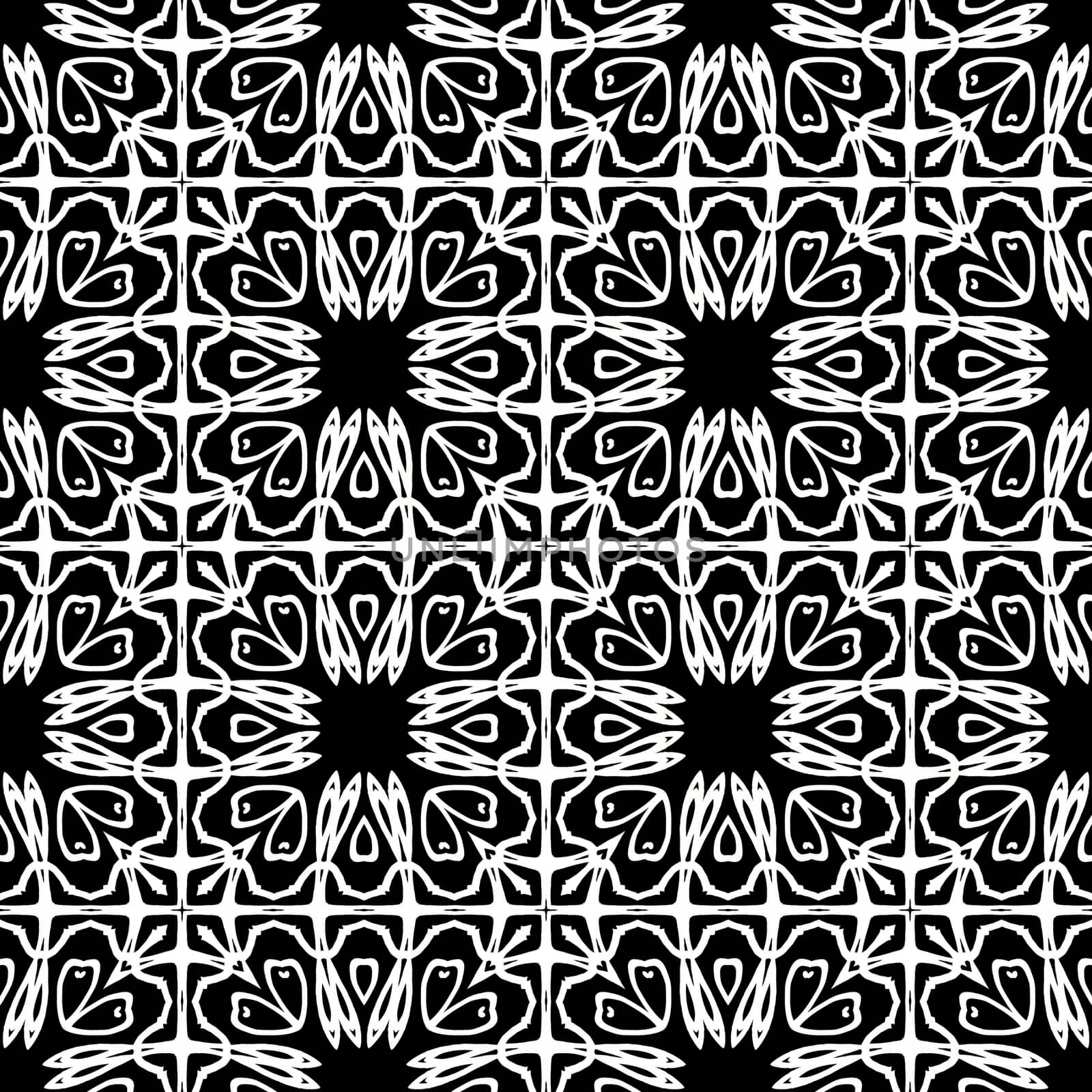 Digital computer graphic  seamless decorative ornament in a black - white colors for design.