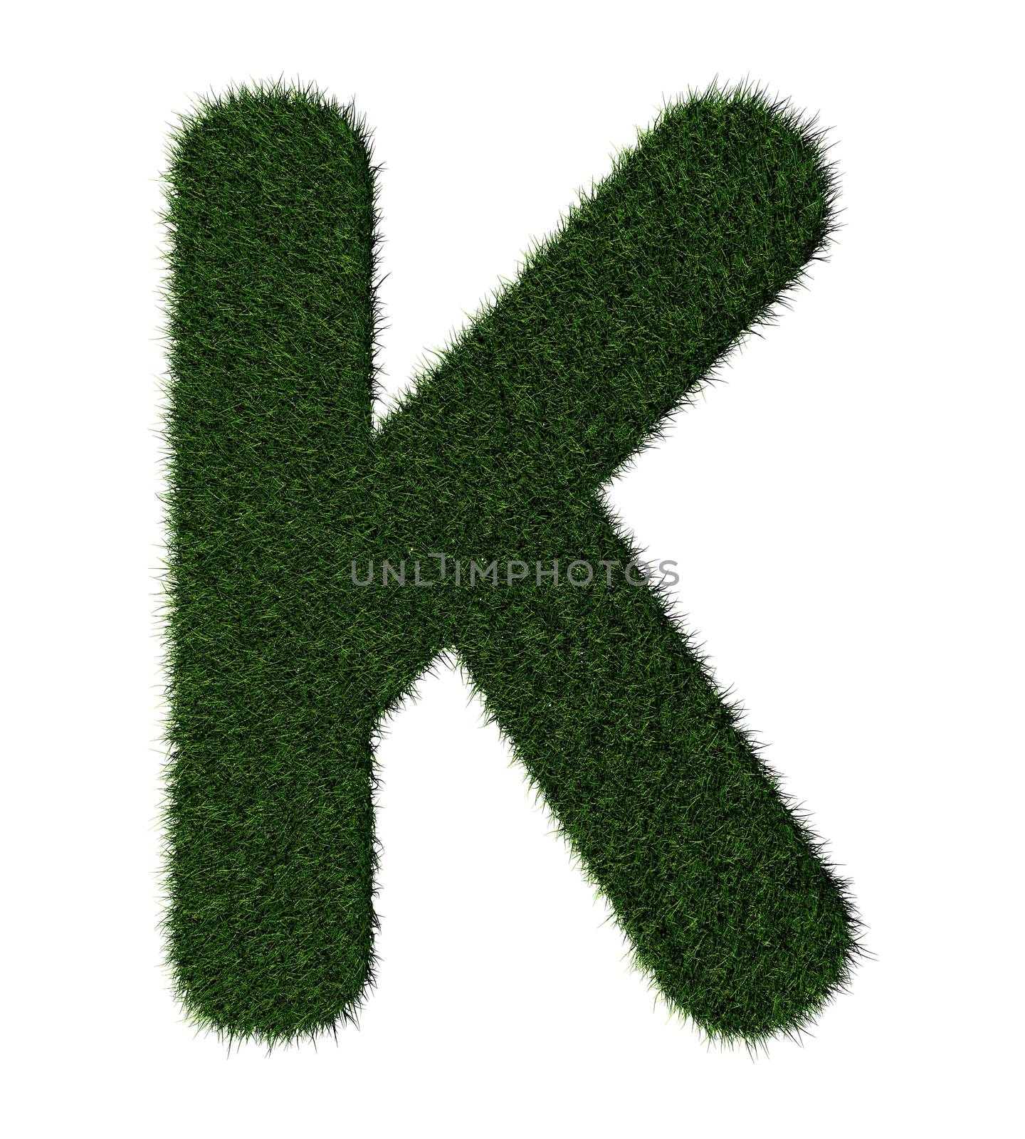 Letter K made with blades of grass
