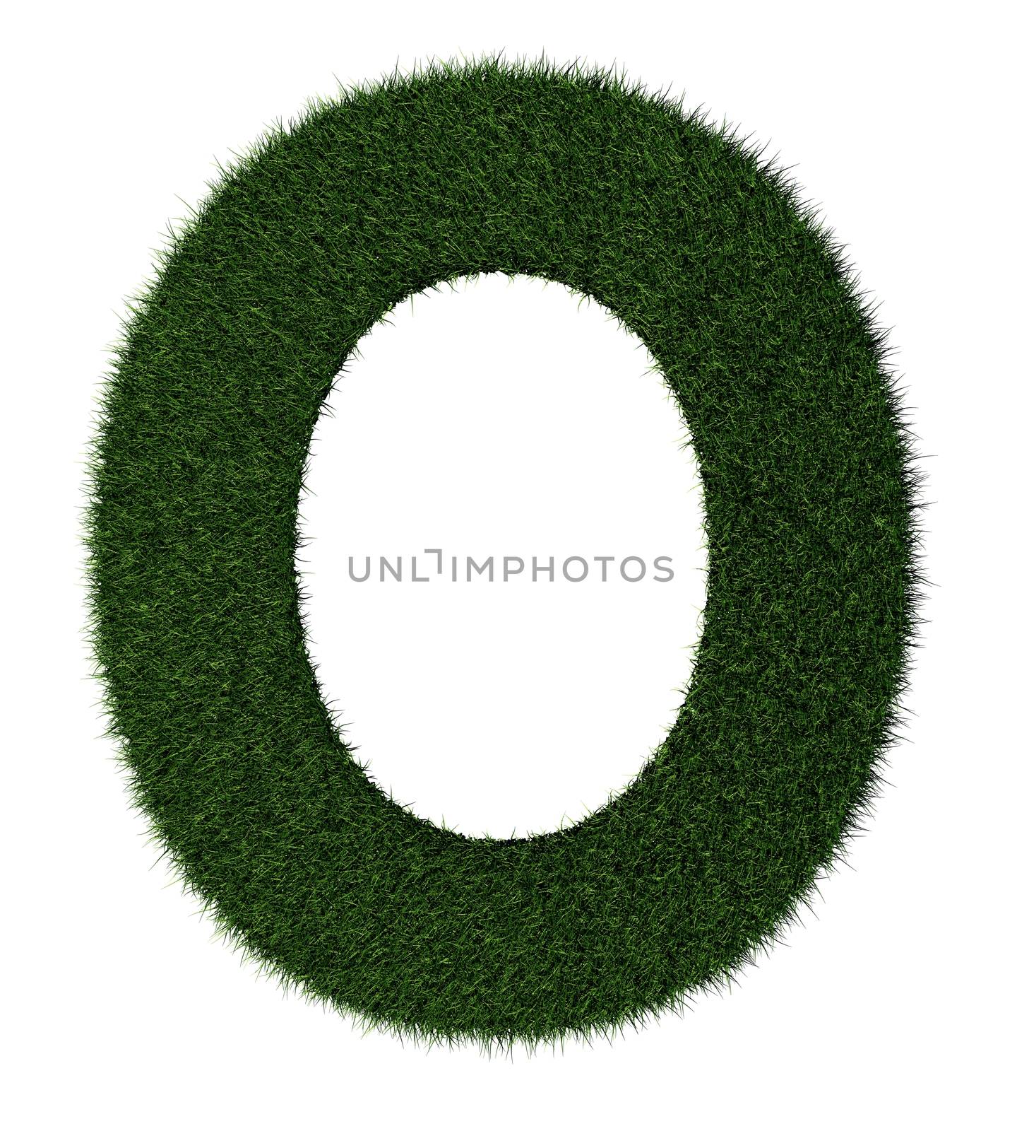 Letter O made with blades of grass