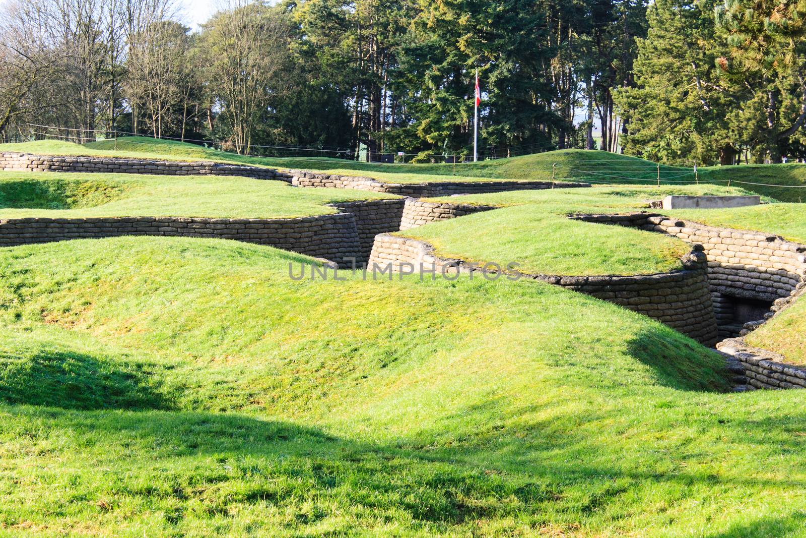 The trenches and craters on battlefield of Vimy ridge