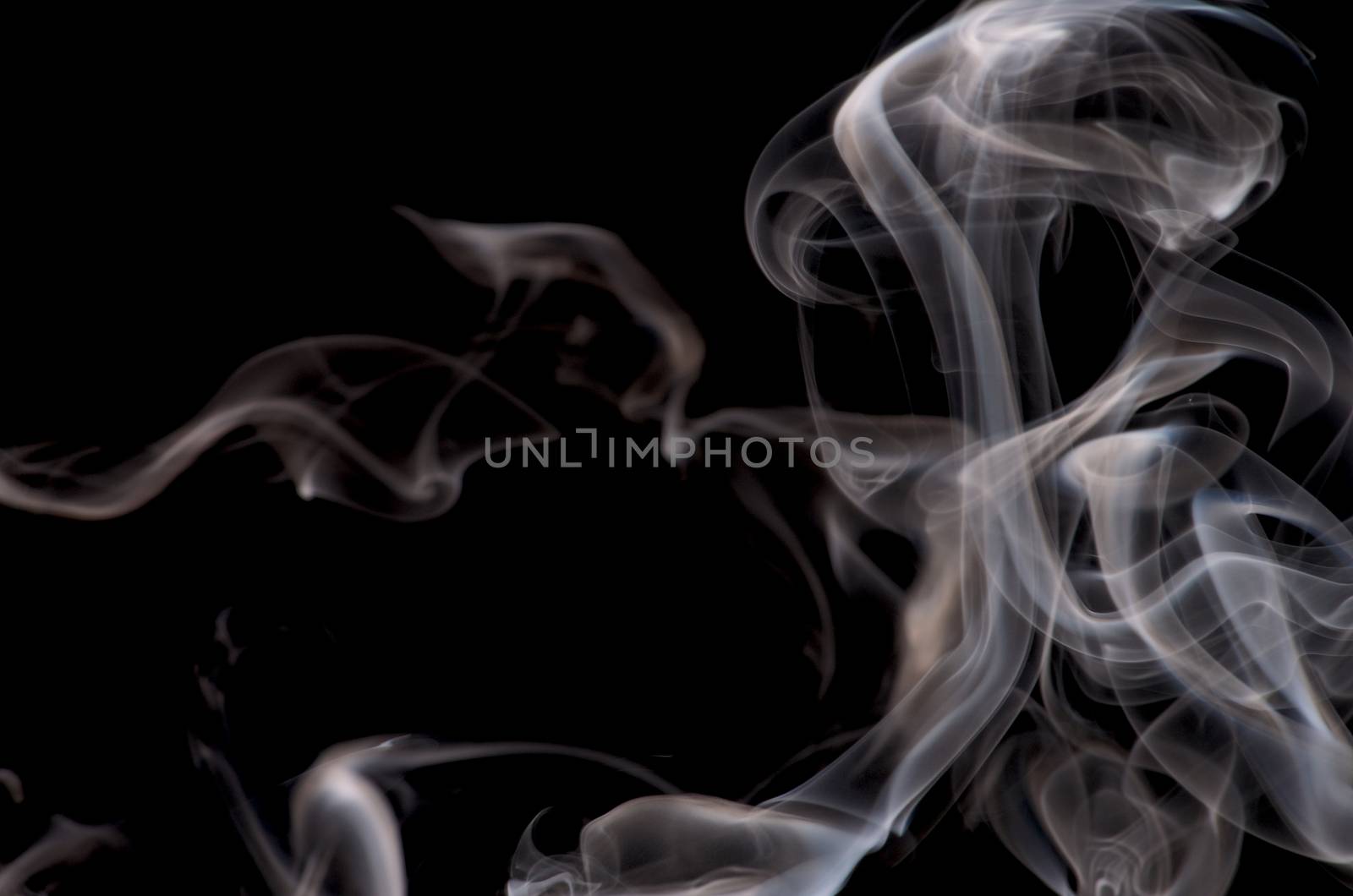 Abstract White Smoke Figures on Black background