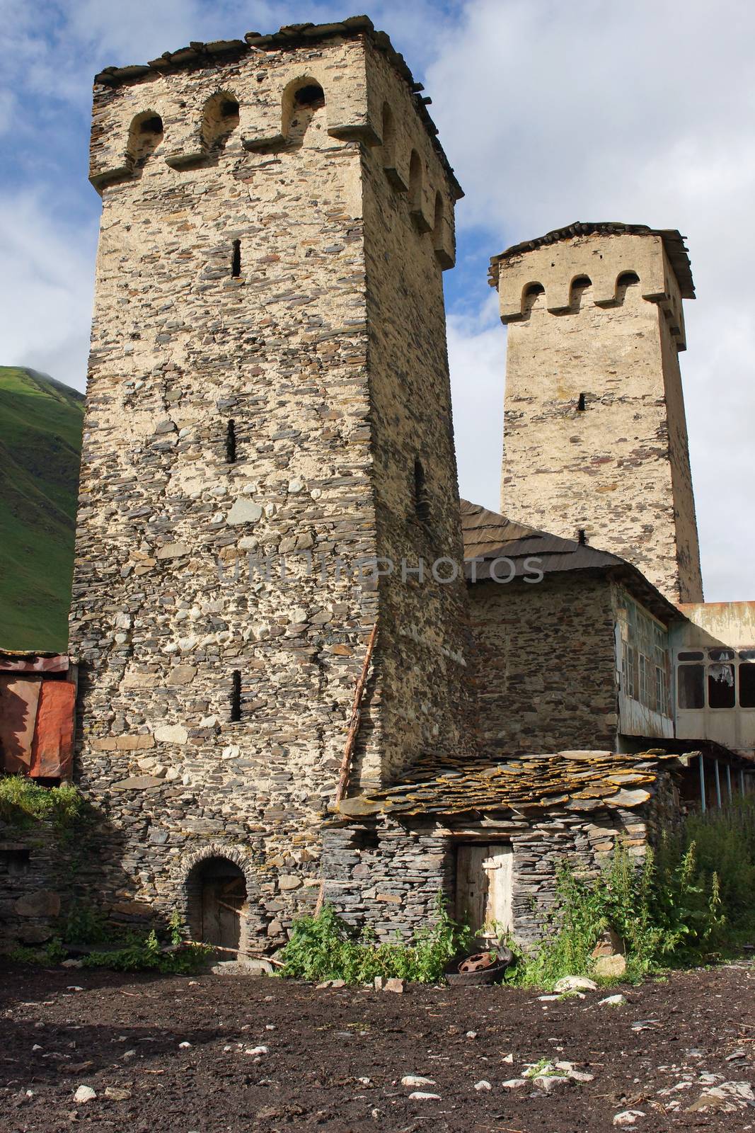 Fortified towers of Ushguli, Swanetia, Georgia, Europe