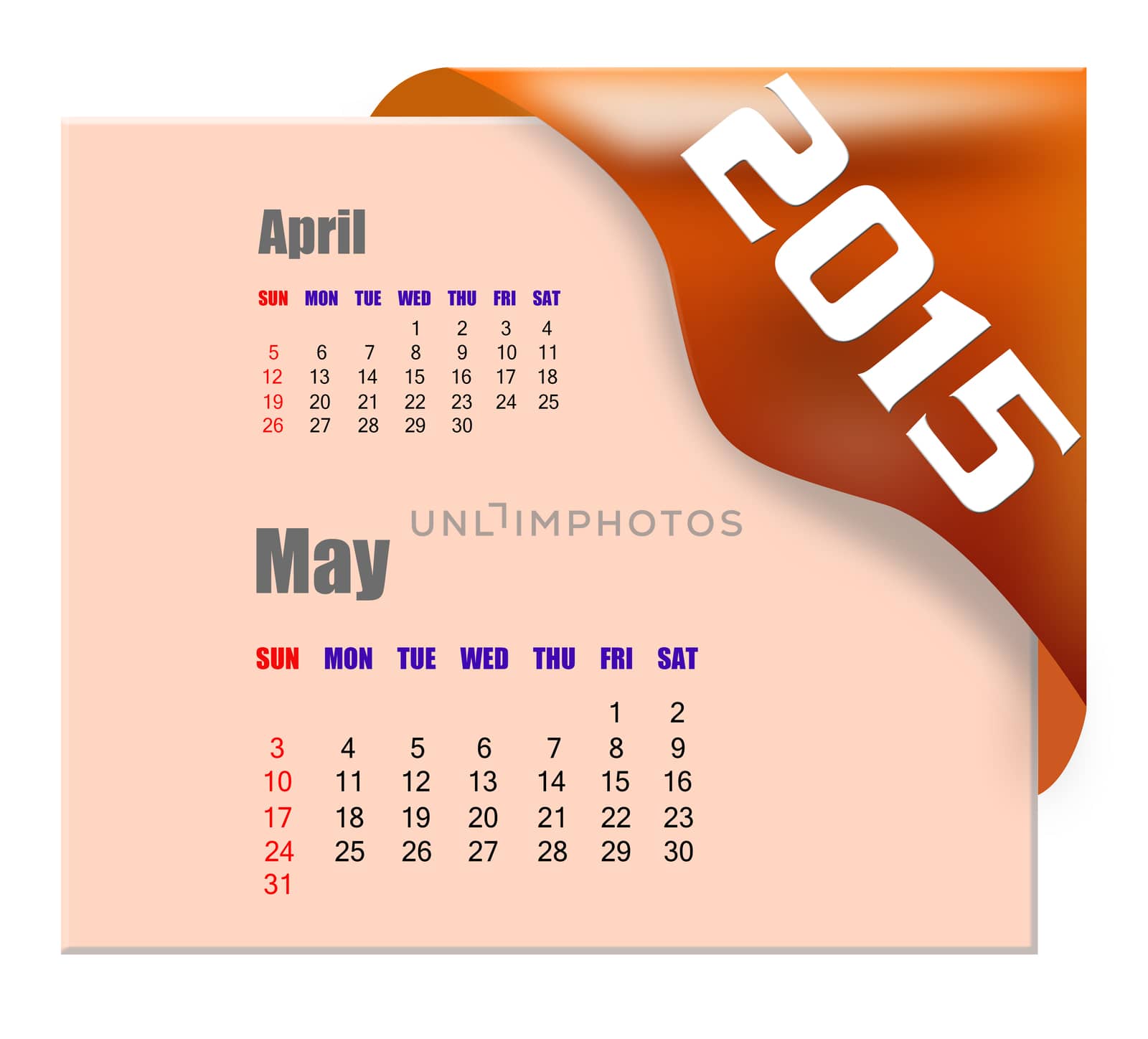 May 2015 calendar with past month series
