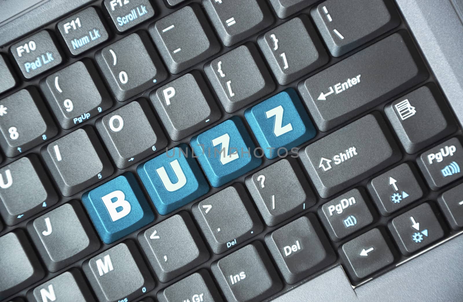 Blue buzz key on keyboard