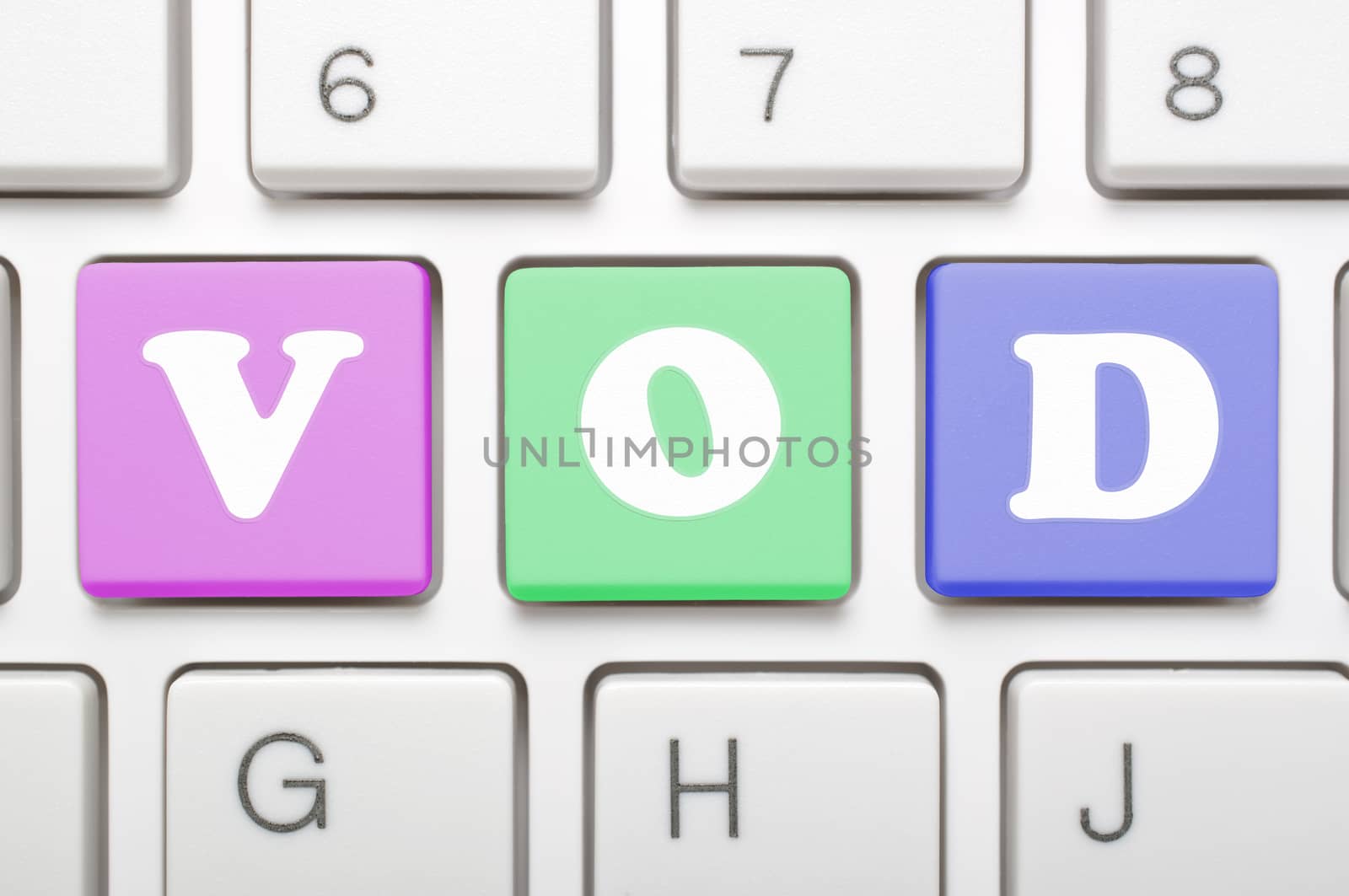 Colorful vod key on keyboard