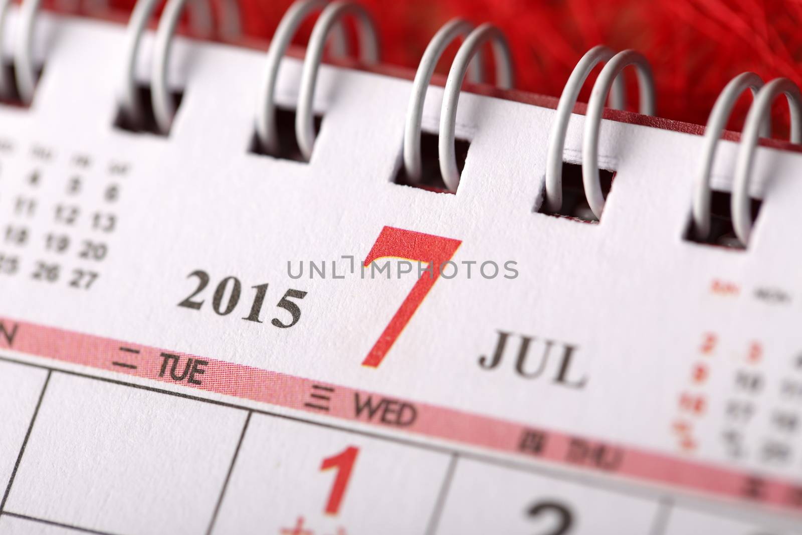 Macro Chinese Calendar 2015 - July with Chinese number word