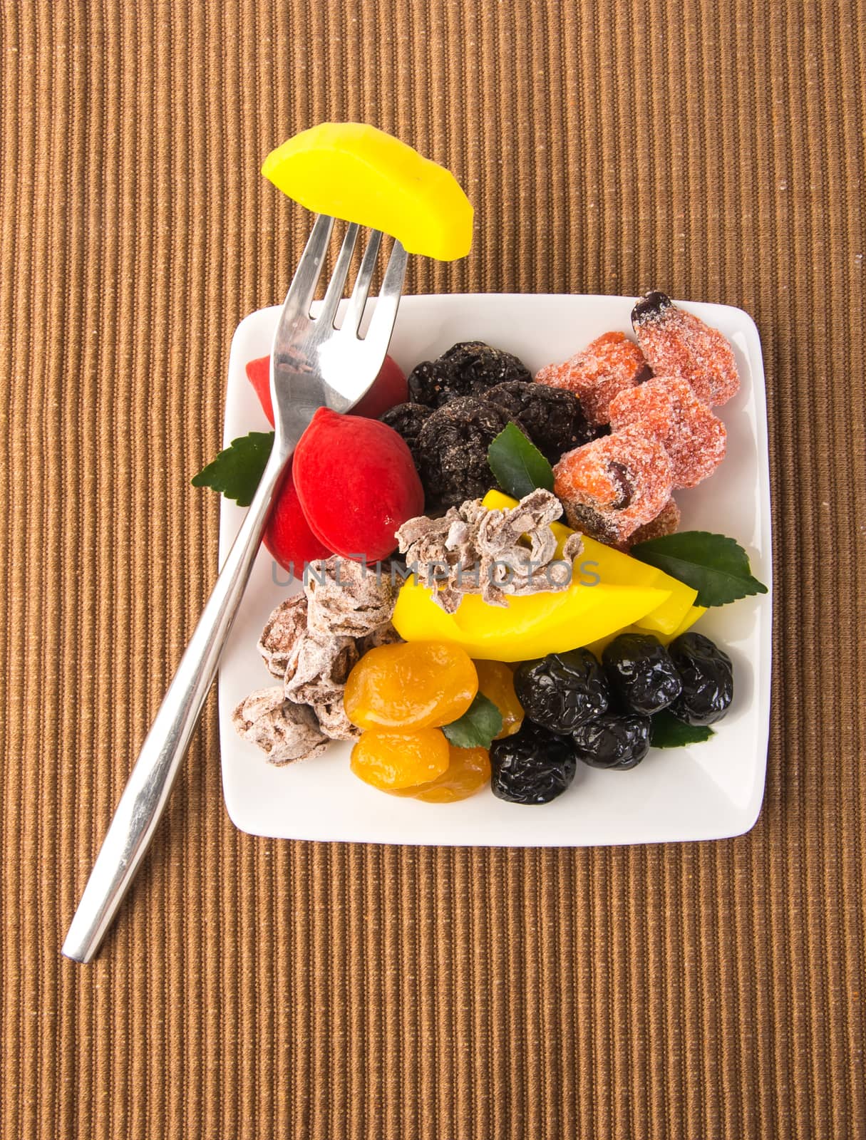 preserved fruits & Dried fruits. Food Snack on Background